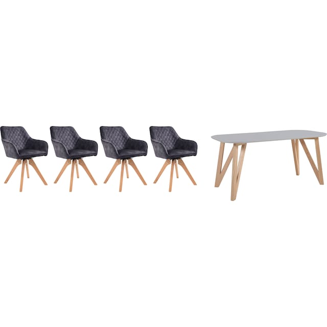 SalesFever Essgruppe, (5-tlg.), Tischbreite 160 cm, Stühle 180° drehbar,  mit Samtverlours kaufen
