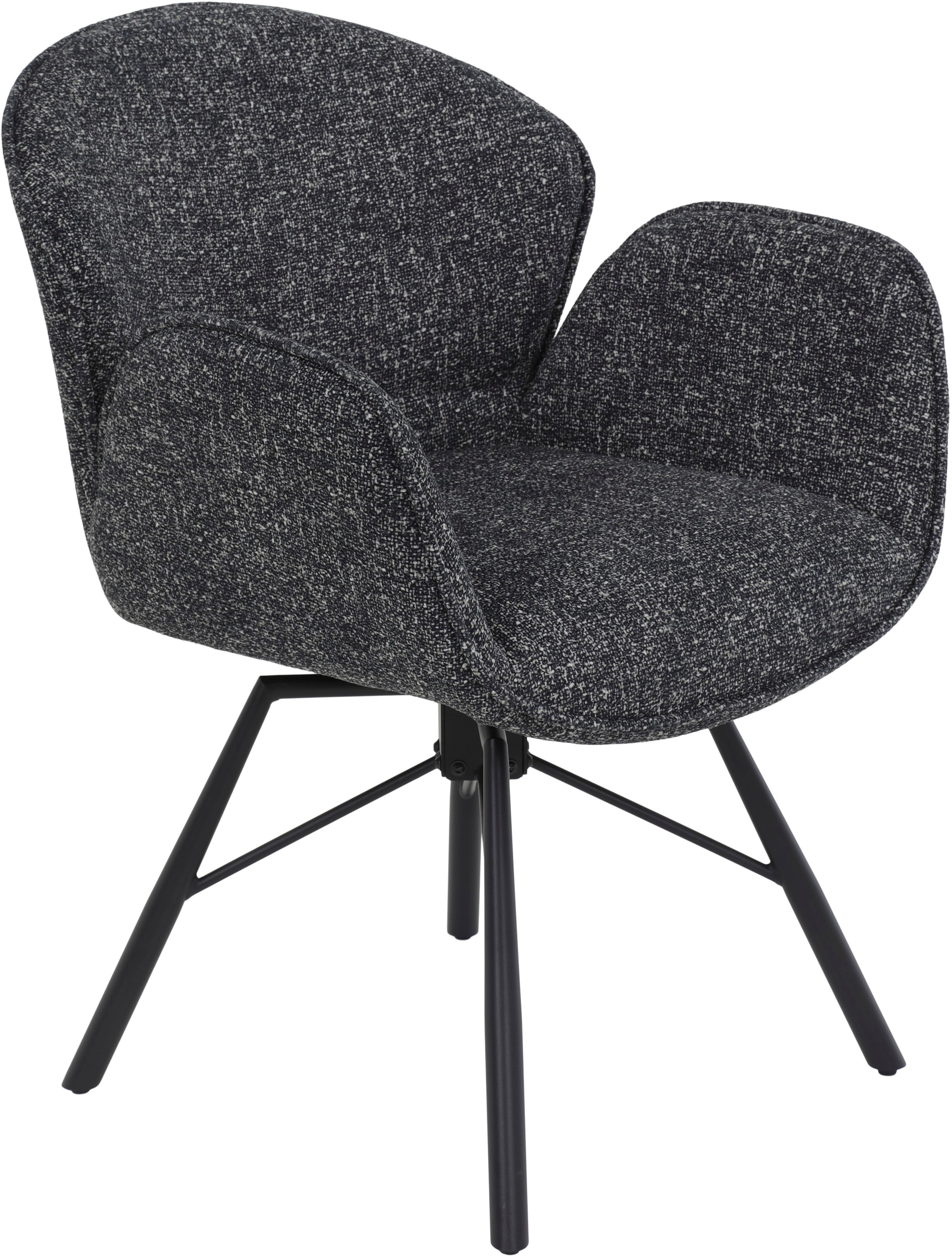 HELA 4-Fussstuhl »BRISTOL, Armlehnen Stuhl, Sessel, Esszimmerstuhl«, (Set), 2 St., Microfaser-Bouclé, 360° drehbar mit Auto-Return,gepolstert,Boucléoptik,Armlehnen