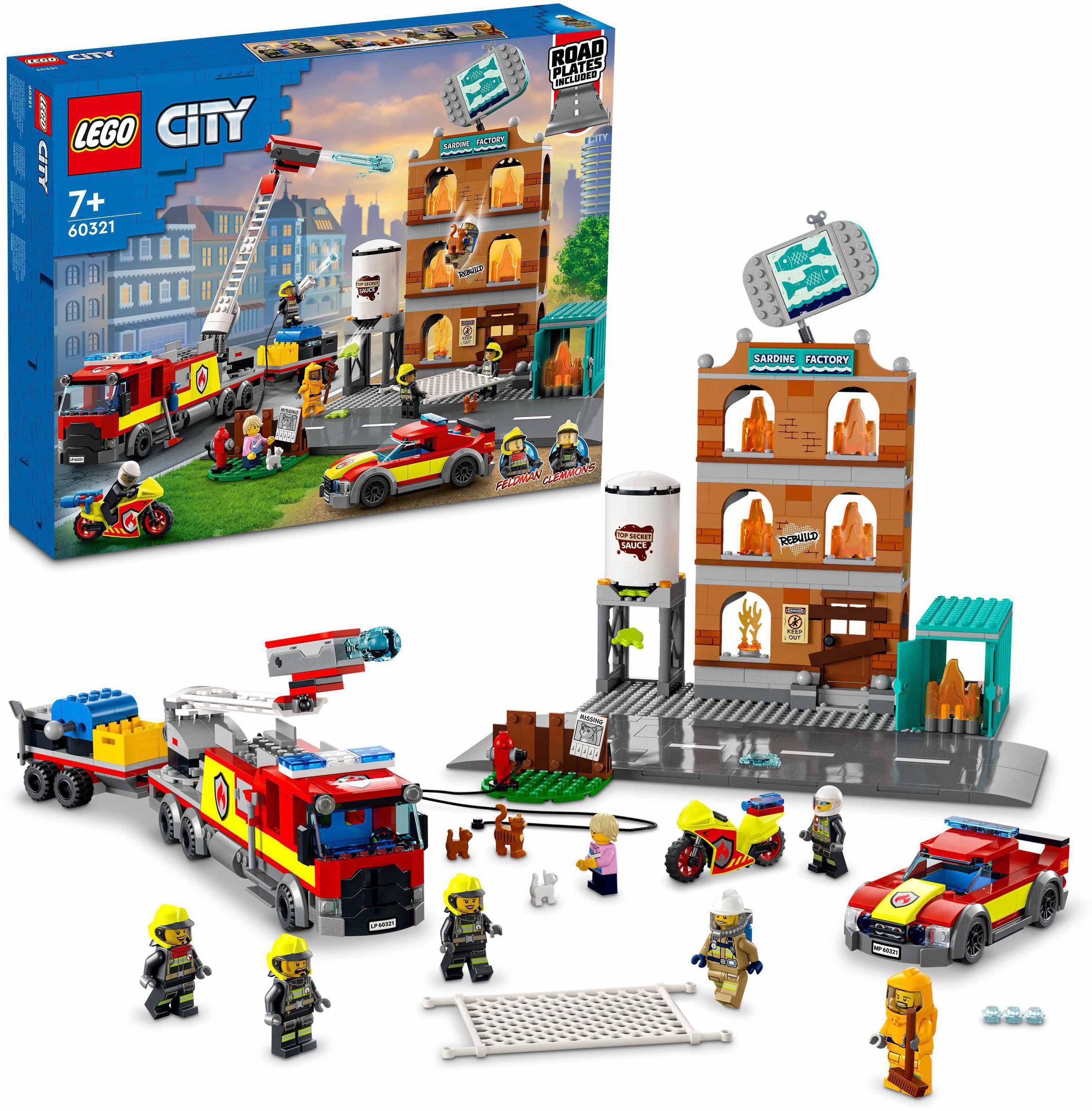 LEGO® Konstruktionsspielsteine »Feuerwehreinsatz mit Löschtruppe (60321), LEGO® City«, (766 St.)