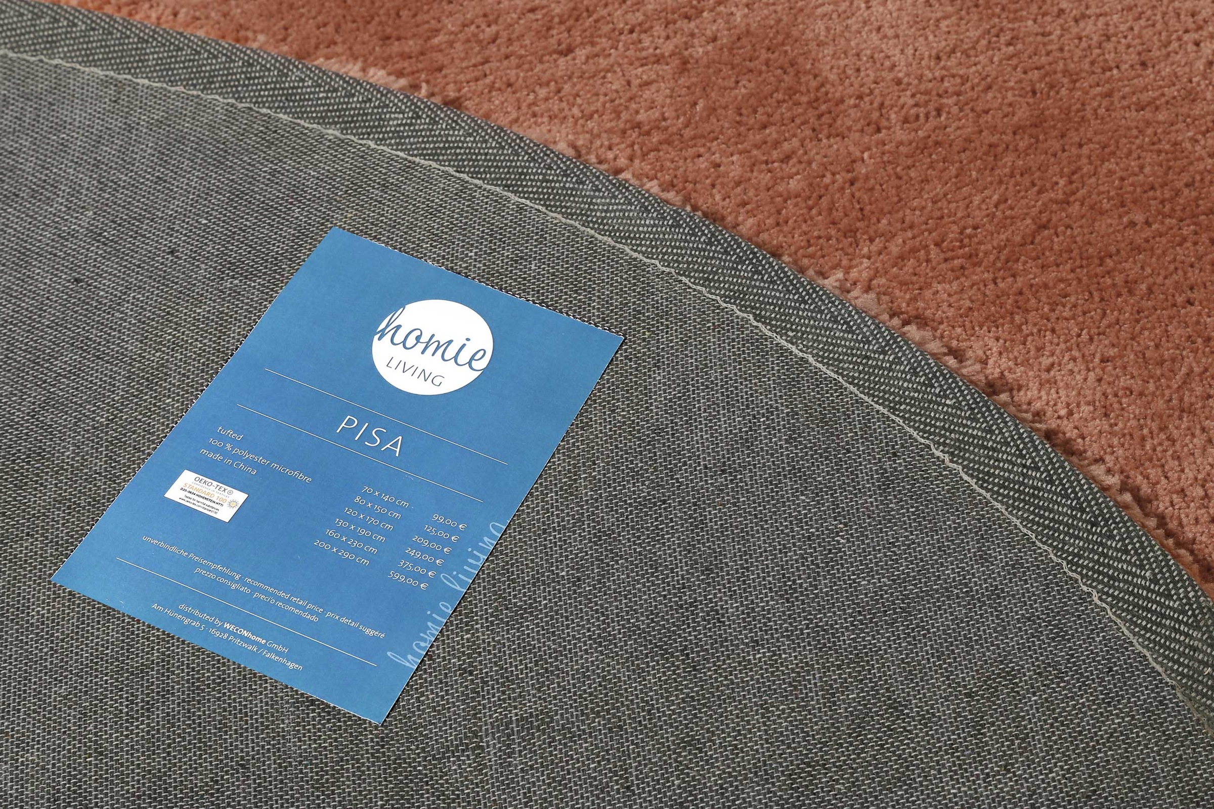 Homie Living Teppich »Pisa«, rund, 25 mm Höhe, Hochflor, Microfaser, uni, weich, Shaggy, Wohnzimmer, Schlafzimmer
