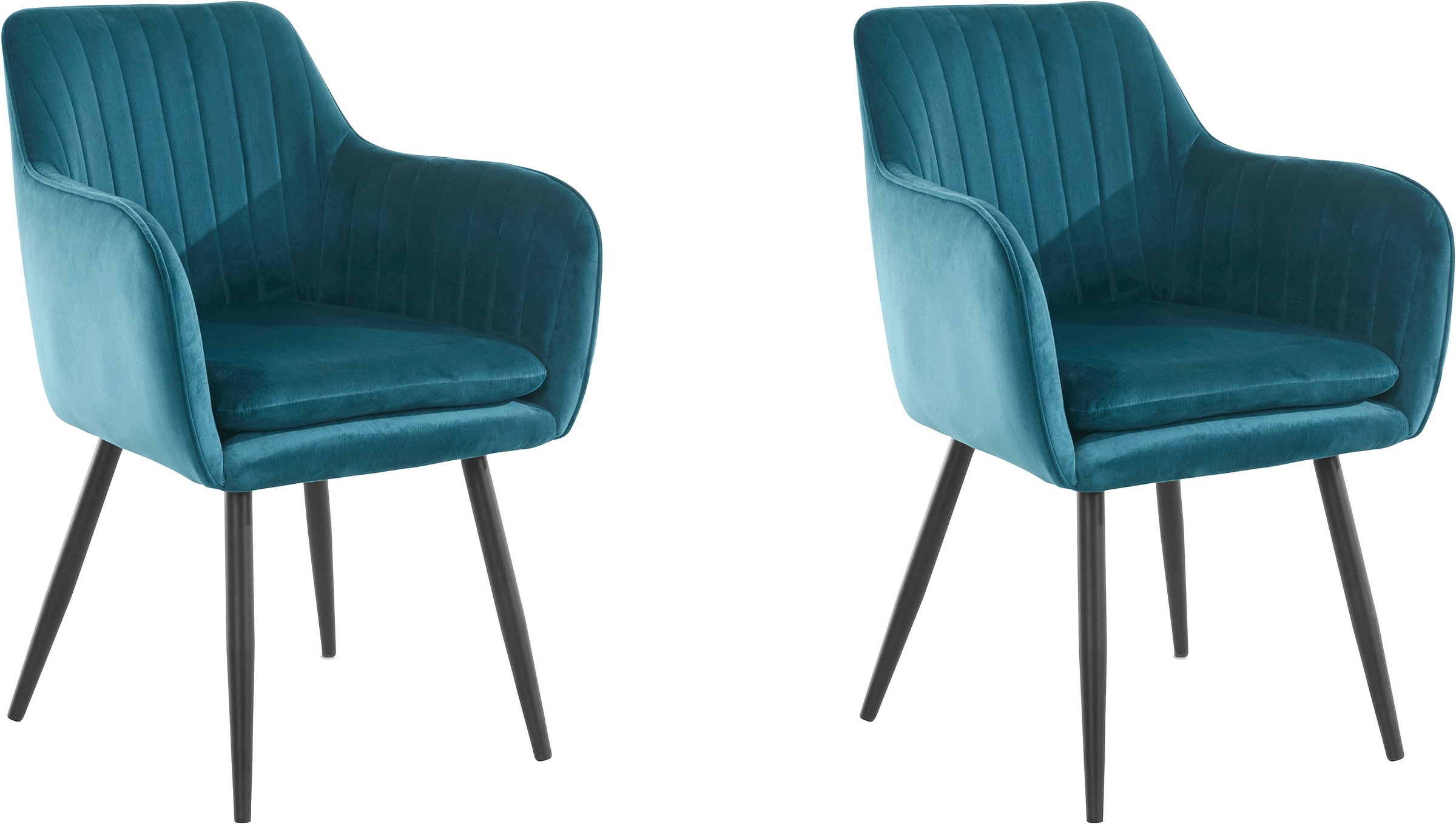 Image of Premium collection by Home affaire 4-Fussstuhl »Bibi«, 2 St., Veloursstoff, Bezug in Veloursstoff oder Microfaser, schwarzes Metallgestell, maximale Belastbarkeit 120kg bei Ackermann Versand Schweiz