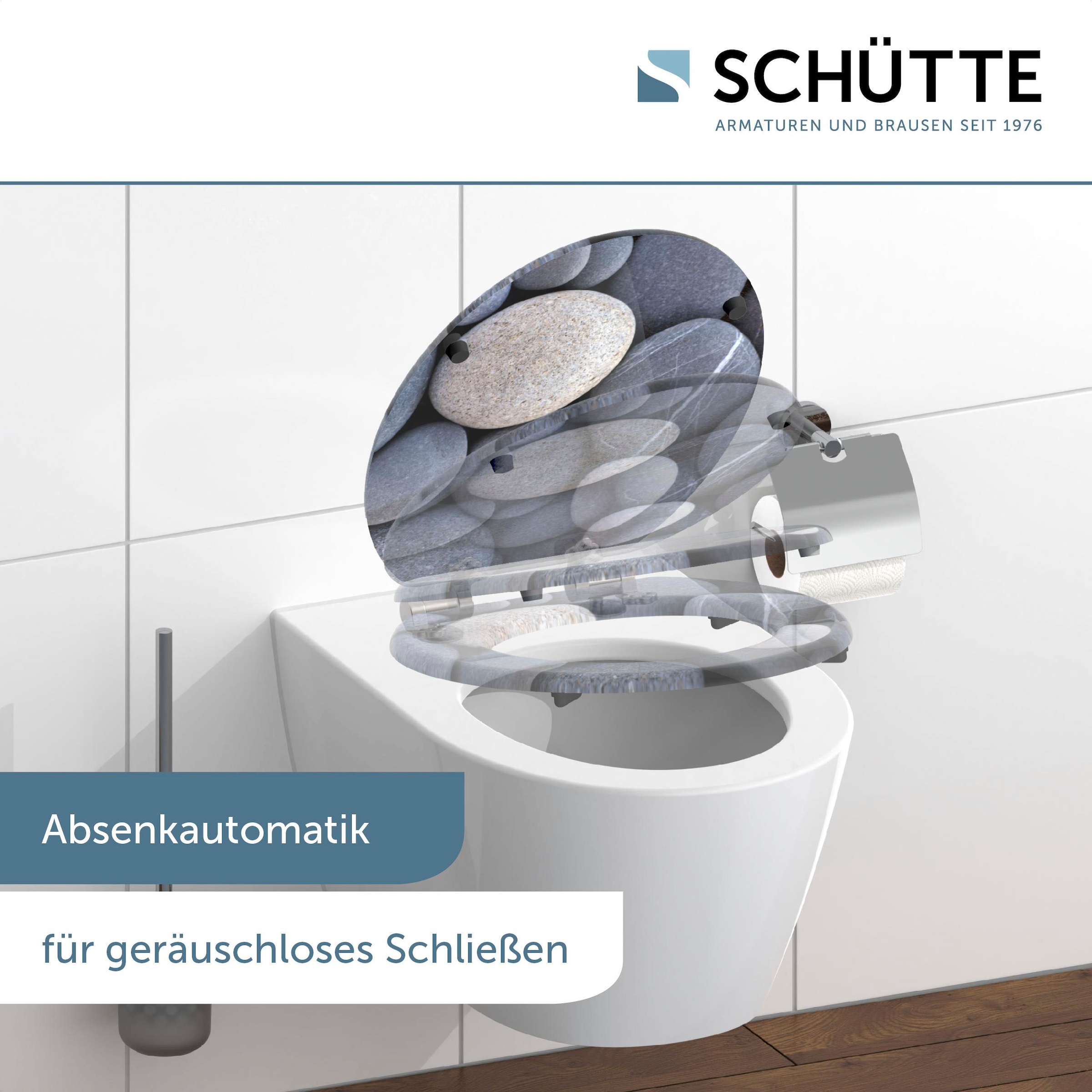 Schütte WC-Sitz »GREY STONES«, mit Absenkautomatik und Holzkern, MDF