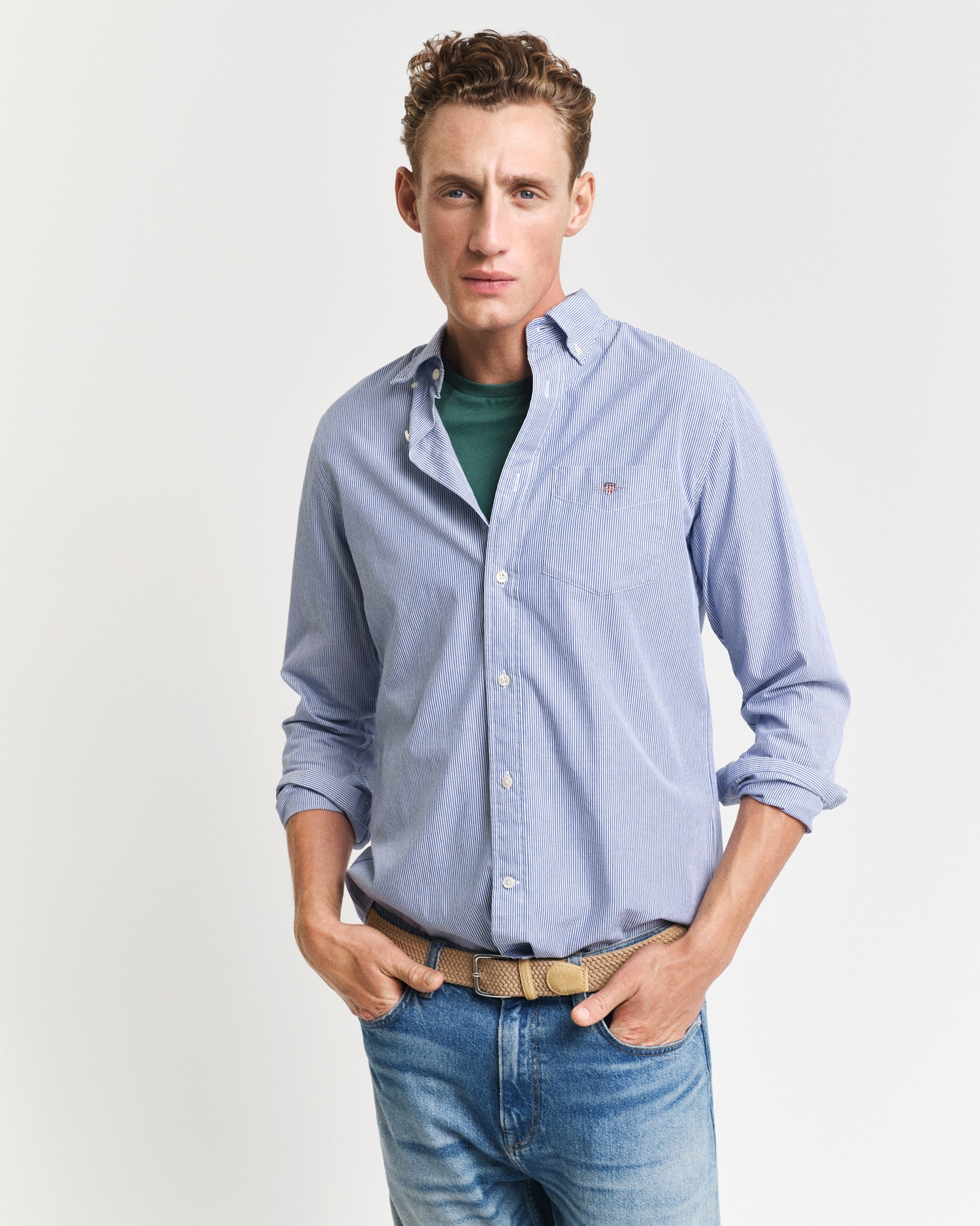 Gant Langarmhemd »REG POPLIN BANKER SHIRT«, Banker Stripe Popeline, leichte Baumwolle