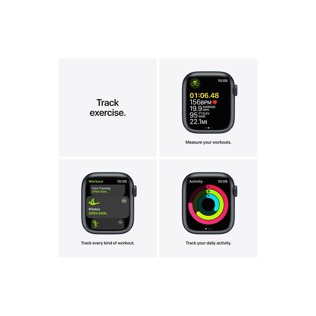 Apple Smartwatch »Serie 7, GPS, 41 mm Aluminiumgehäuse mit Sportarmband«, (Watch OS MKHQ3FD/A)