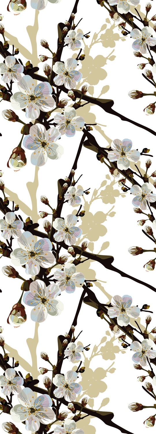 Image of queence Vinyltapete "Amber" Motiv bedruckt botanisch floral gemustert natürlich glatt 90x250cm, selbstklebend, kinderleichte Anbringung, Sticker