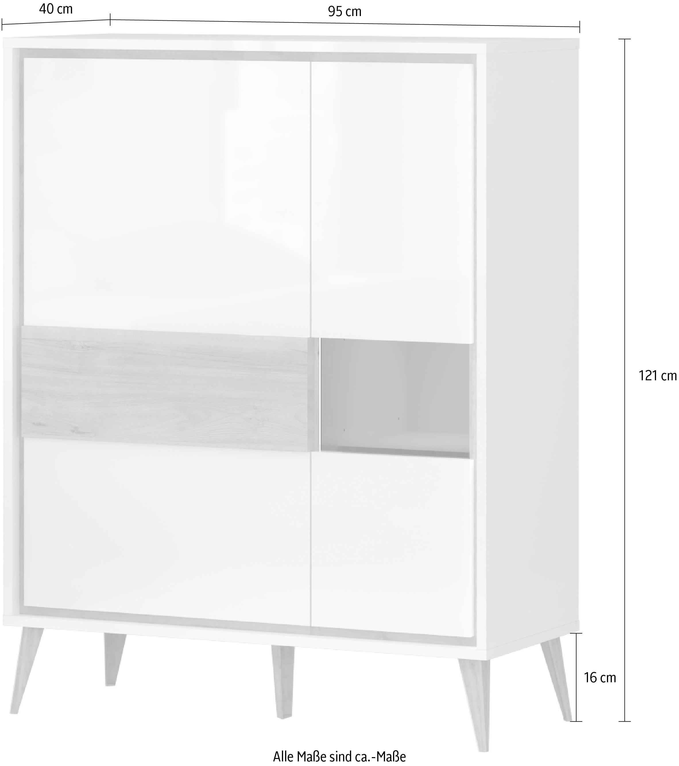 GOODproduct Buffet haut »Vida« (H/L/P) : 121/95/40 cm,  Laqué UV, haute brillance, fonction soft-close et push-to-open