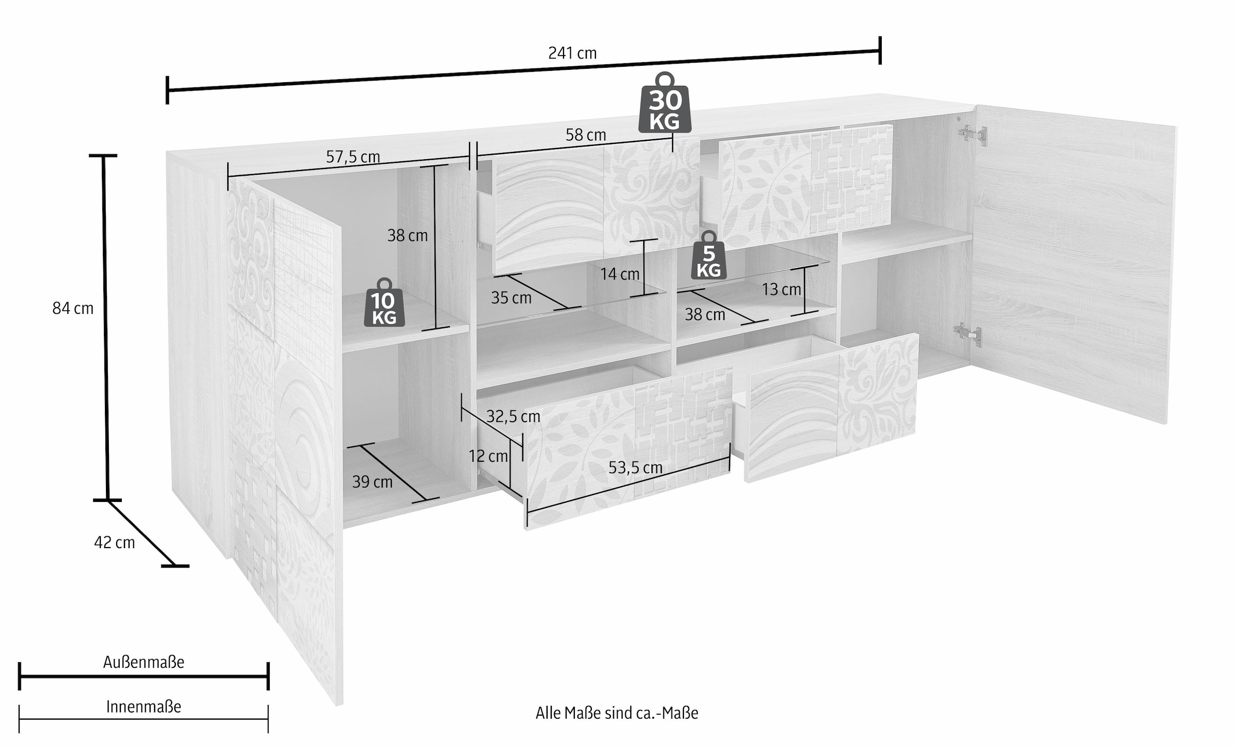 günstig »Miro«, Siebdruck LC 241 dekorativem Sideboard mit kaufen Breite cm