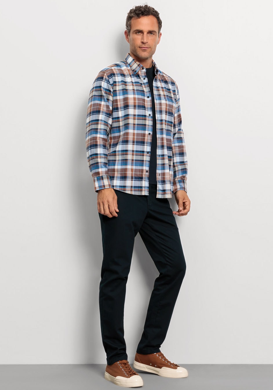 OLYMP Langarmhemd »Casual« im Karodessin, Button-down-Kragen