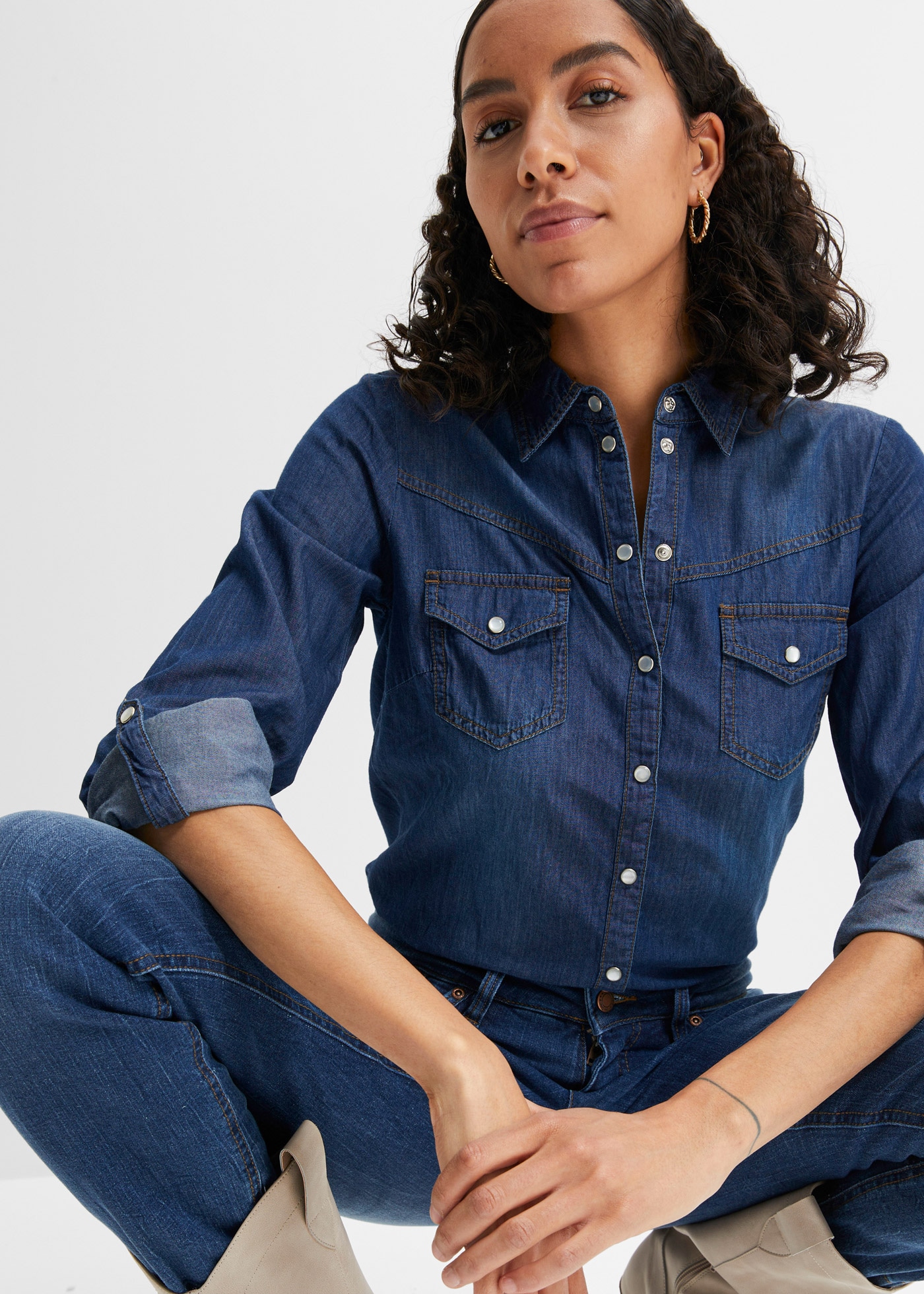 bonprix Jeansbluse Jeanshemd