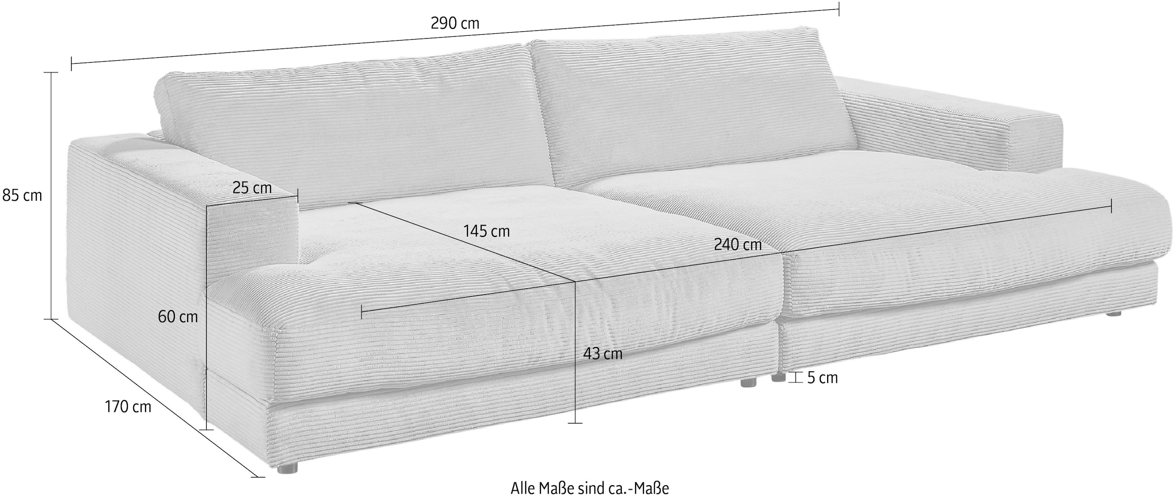 Home affaire Loungesofa »Enisa, B/T/H: 290/170/85 cm« Zeitloses und stylisches Loungemöbel, Mega-Sofa, Big-Sofa XXL
