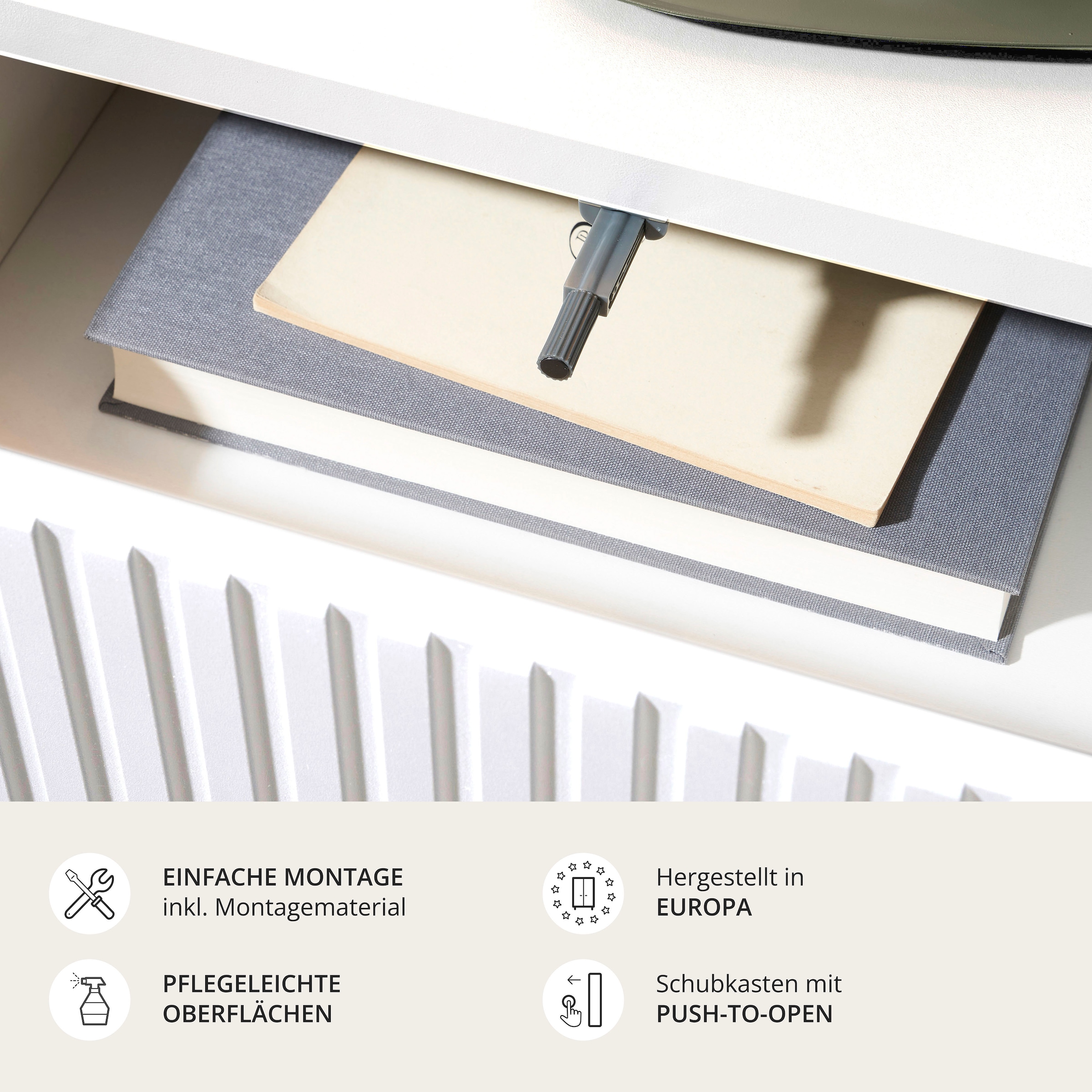 Schlafkontor Nachtkommode »Taboni Nachttisch, Nachtkonsole mit Push-to-open« Wandmontage