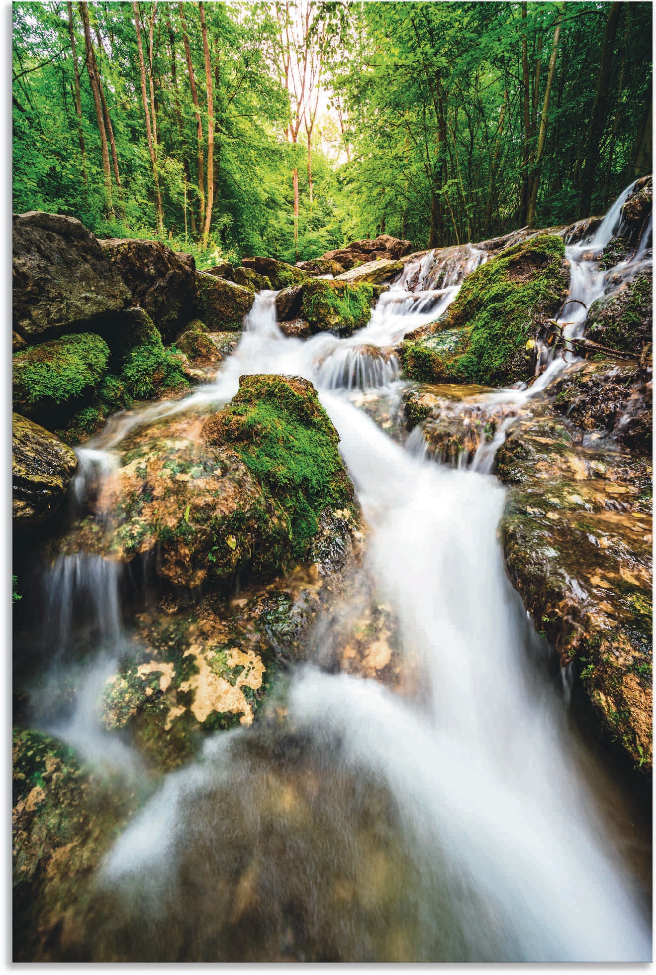 Image of Artland Wandbild »Kaskaden eines Baches im Wald«, Gewässer, (1 St.), in vielen Grössen & Produktarten - Alubild / Outdoorbild für den Aussenbereich, Leinwandbild, Poster, Wandaufkleber / Wandtattoo auch für Badezimmer geeignet bei Ackermann Versand Schwei