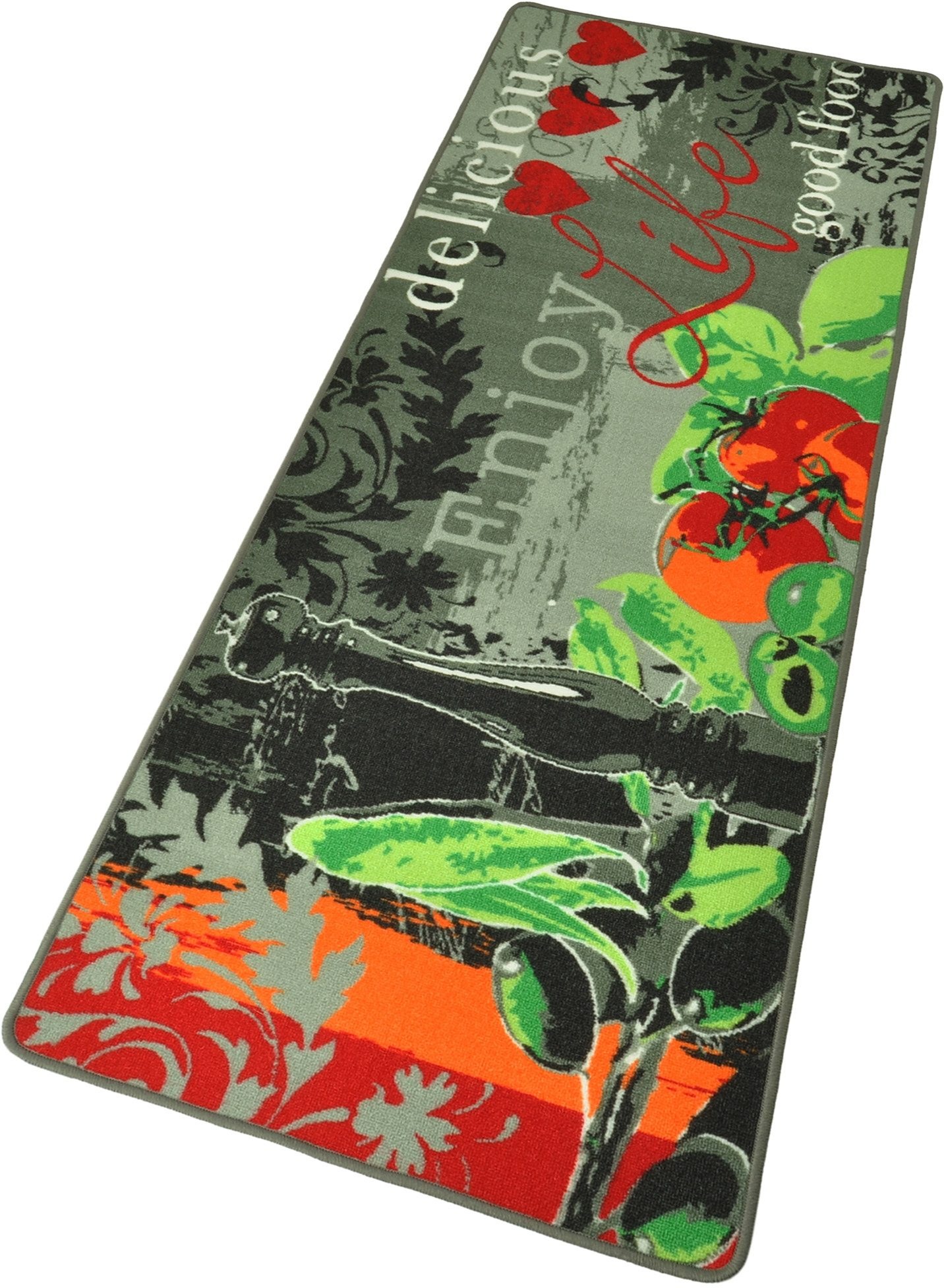 Image of HANSE Home Küchenläufer »Enjoy Life«, rechteckig, 8 mm Höhe, Kurzflor, rutschhemmend, Teppich-Läufer, Gekettelt, Design, Strapazierfähig, Pflegeleicht, Küche, Schriftzug, Gemüse bei Ackermann Versand Schweiz