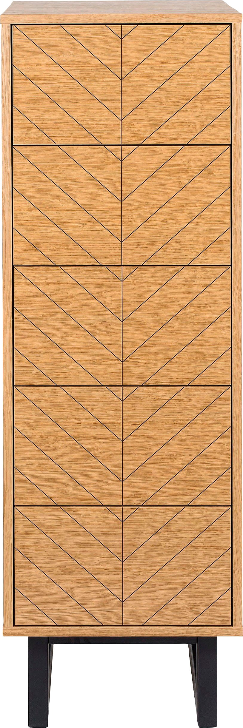 Woodman Hochkommode, im skandinavischen Design, mit besonderem Print