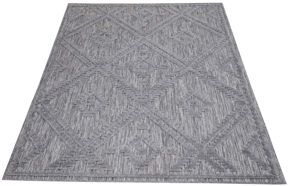 Carpet City Teppich »In-& Outdoorteppich Santorini 454, 3D-Effekt, Raute-Optik«, rechteckig, 5 mm Höhe, Wetterfest & UV-beständig für Terrasse, Balkon, Küche, Flur