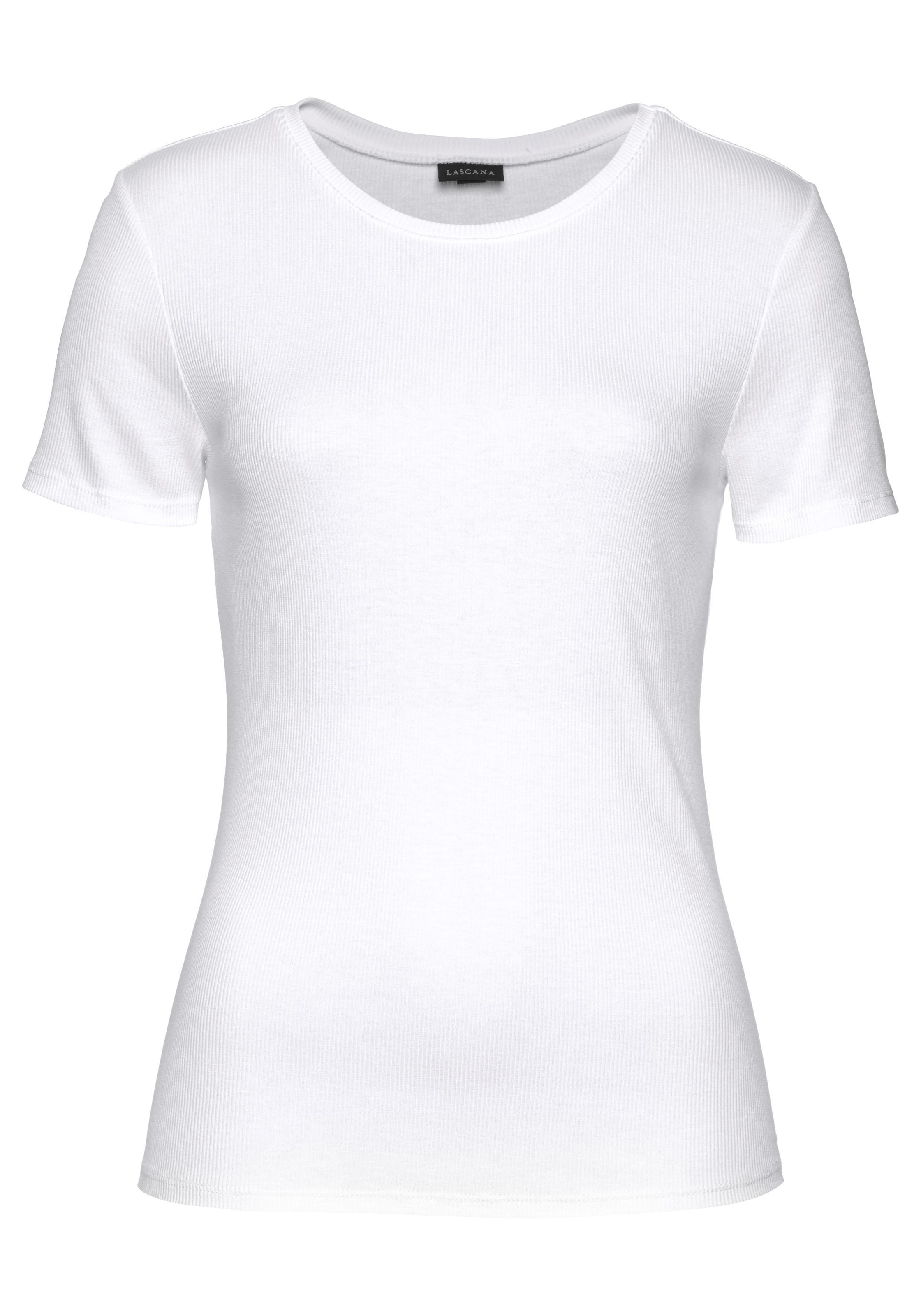 aus LASCANA ♕ versandkostenfrei weicher Rippware T-Shirt, bestellen (2er-Pack),