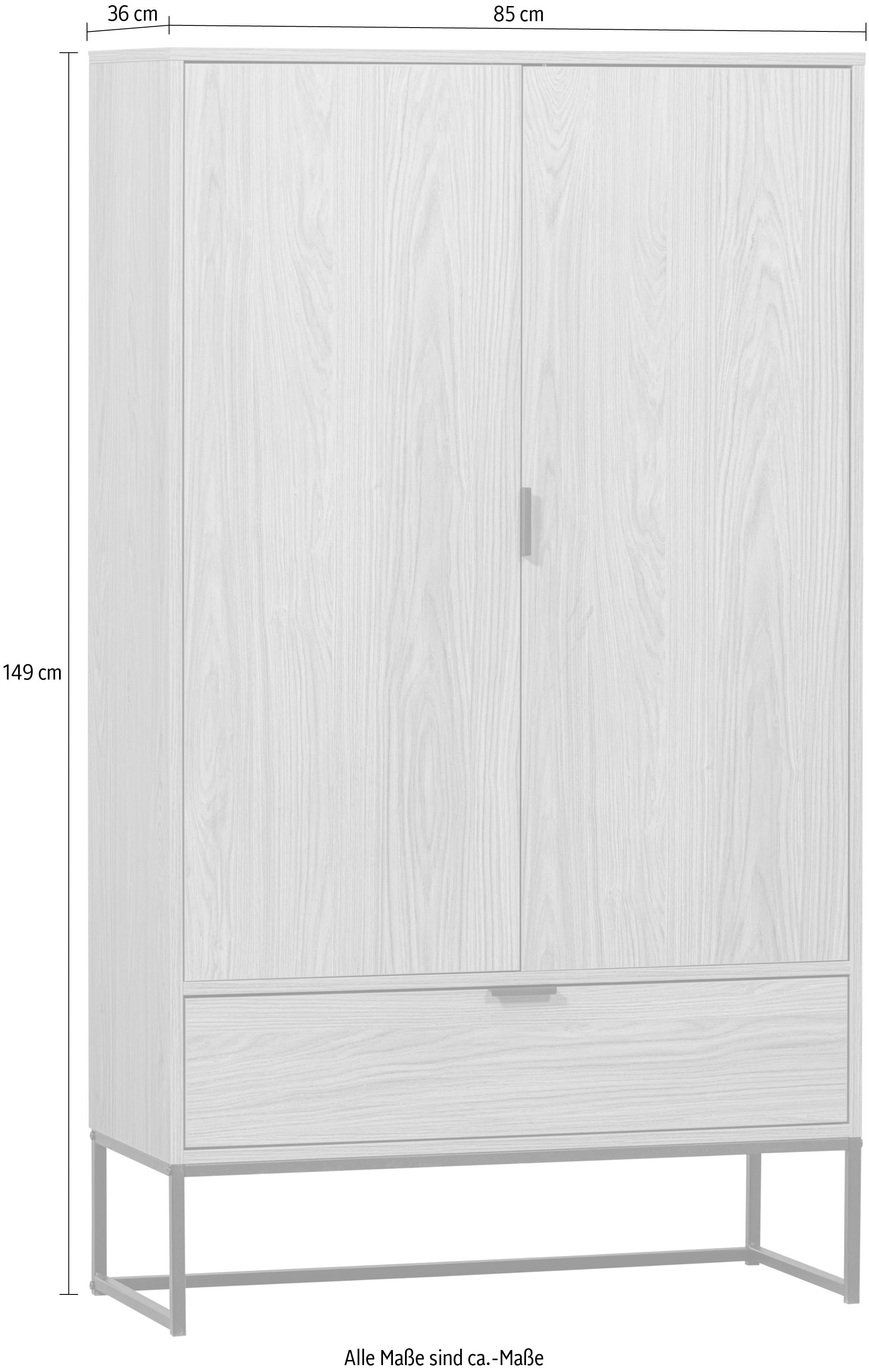 WOOOD Commode haute »Silas« 2 cuis tlg. Mélamine chêne, grain visible, capacité de charge du plancher 15 kg