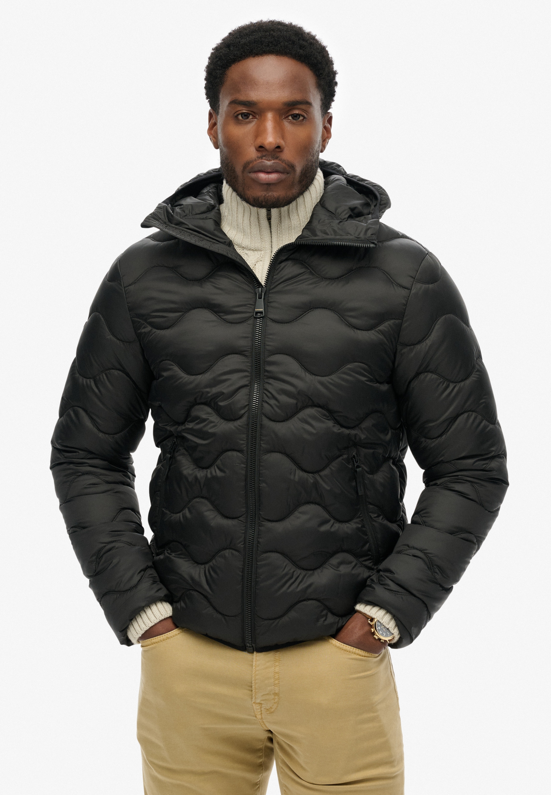 Superdry Steppjacke »HOODED QUILTED WAVE PADDED JKT« mit Kapuze