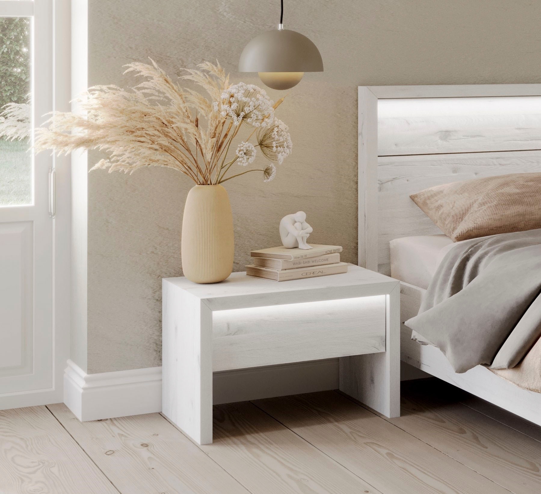 Home affaire Lit en bois massif »Moivre« inkl. LED-Beleuchtung