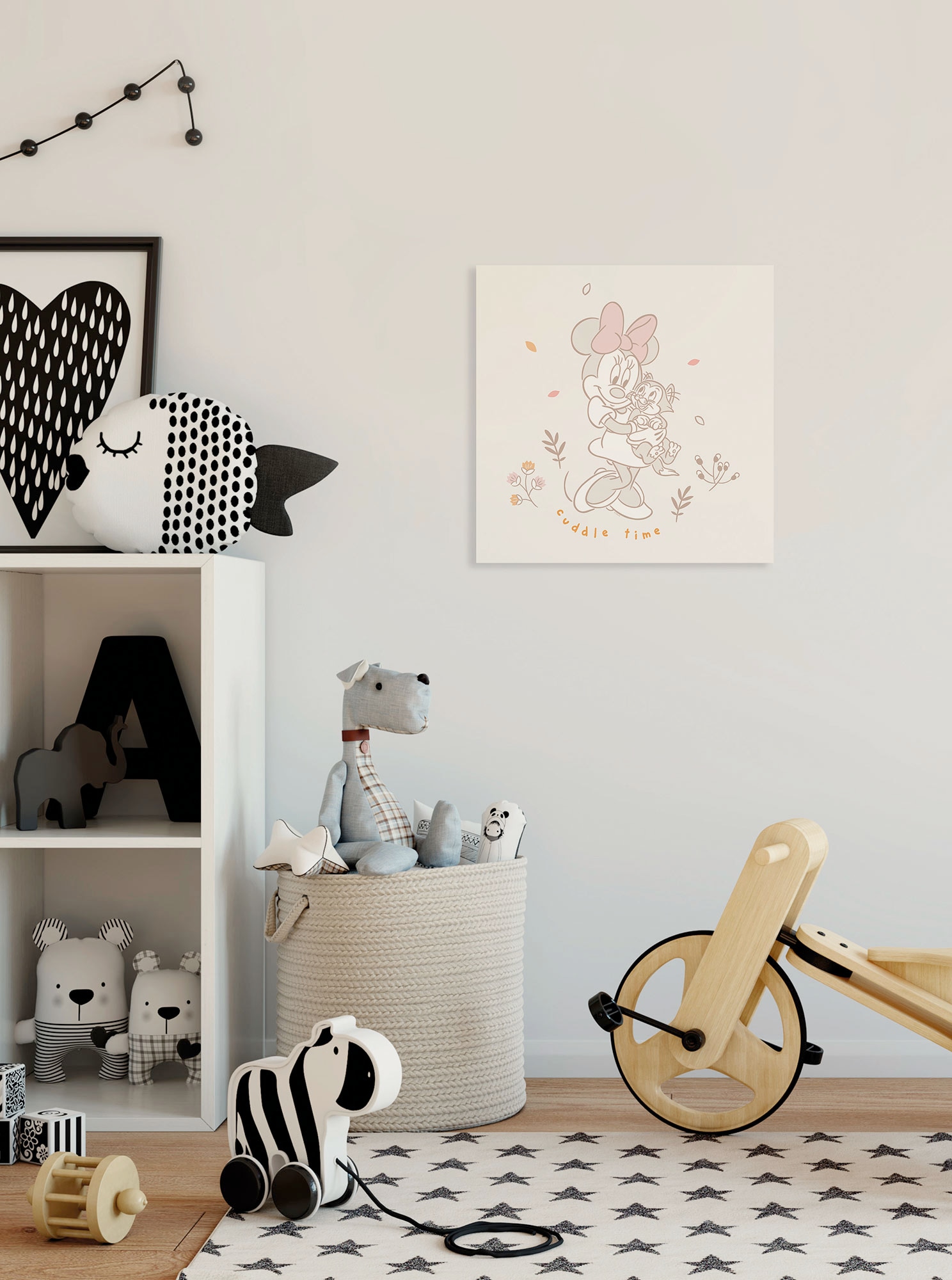 Image of Komar Leinwandbild "Disney Minnie Mouse Cuddle Time" Disney 1 Stk. tlg. 40 x 40 cm (Breite x Höhe) - Kinderzimmer, Dekoration