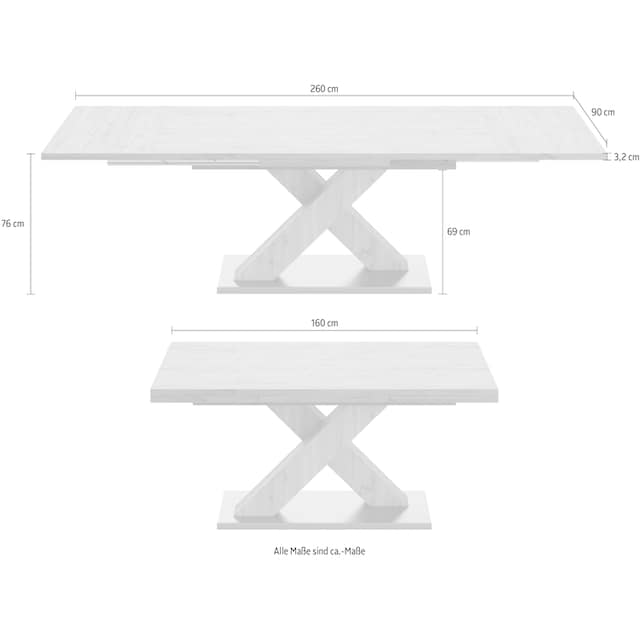 Mäusbacher Esstisch »Komfort C«, mit X-Gestell in graphit und mit  Auszugsfunktion, Breite 160-260 cm kaufen