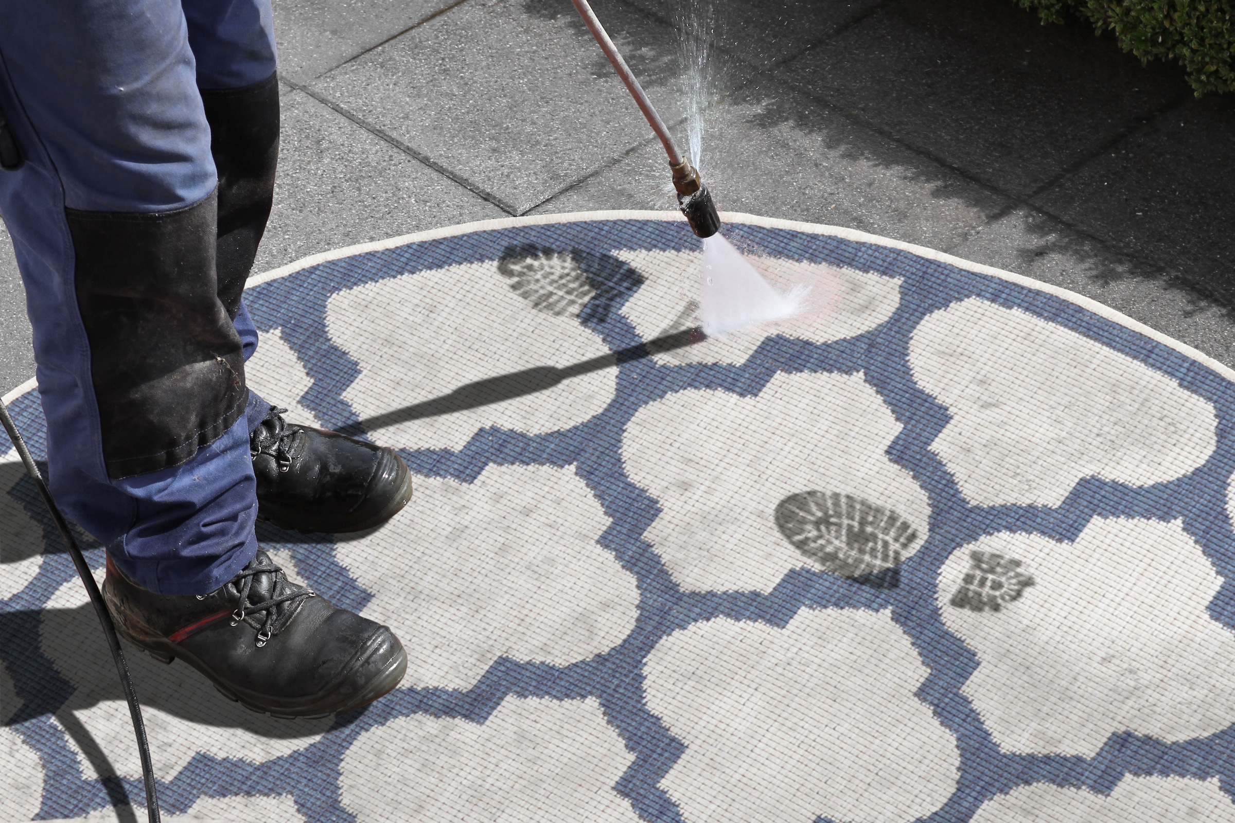 NORTHRUGS Teppich »Palermo«, rund, 5 mm Höhe, In-und Outdoor geeignet, Robust, Pflegeleicht, Flachgewebe, Wendbar
