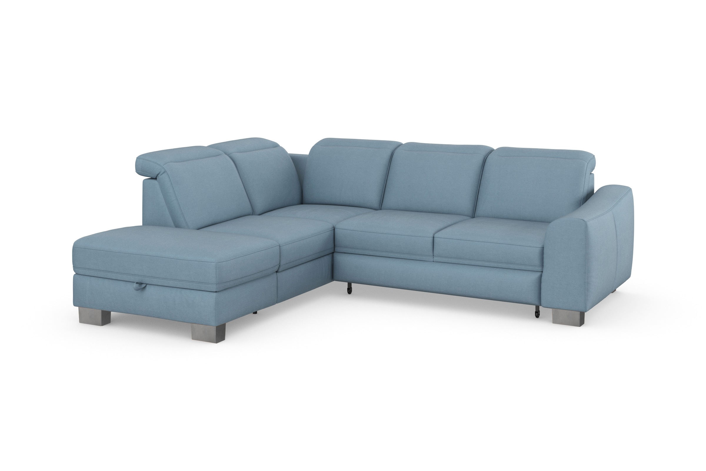 sit&more Ecksofa »Dundee L-Form«, mit Federkern und Edelstahlfüssen, wahlweise mit Kopfteilverstellung