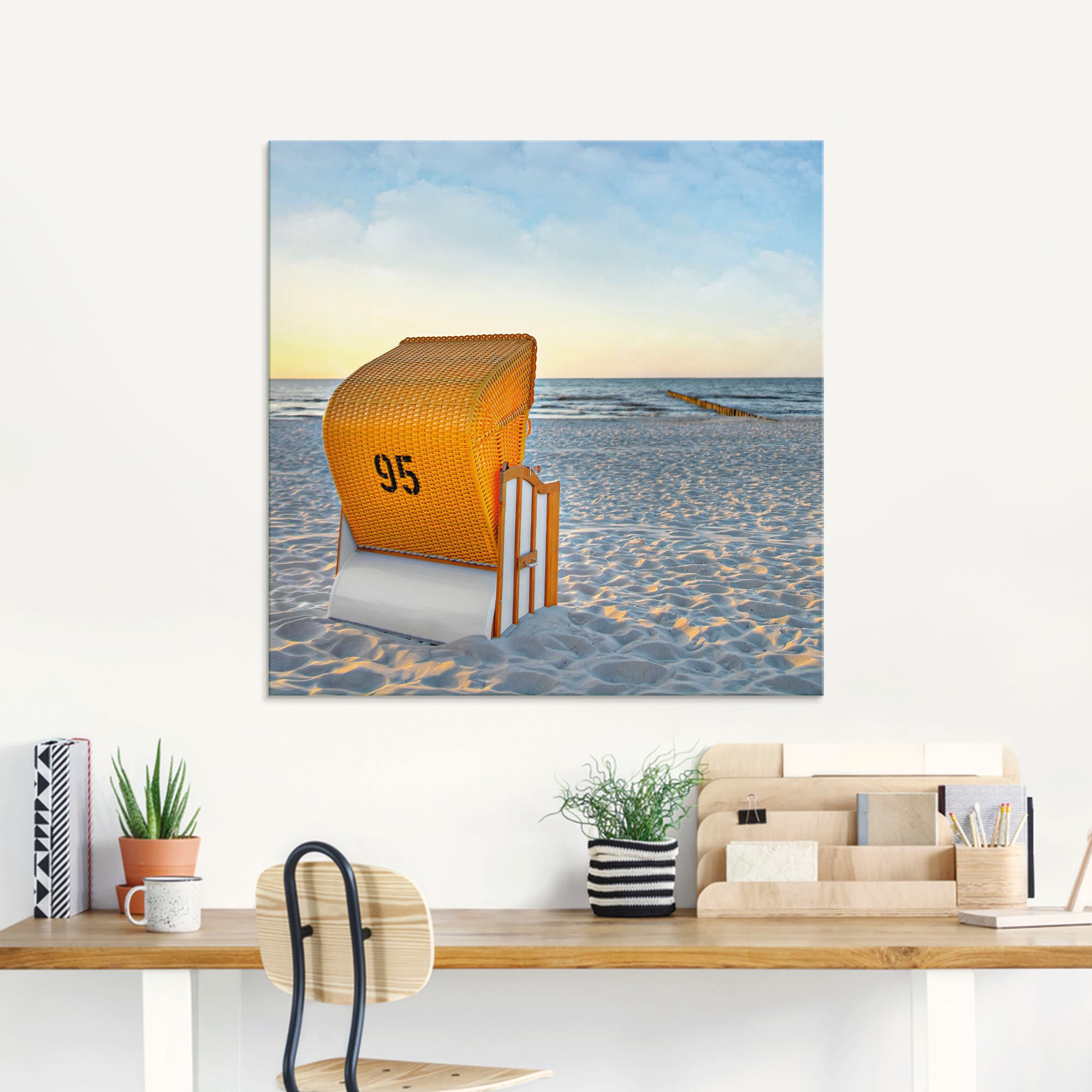 Artland Glasbild »Ostsee7 - Strandkorb«, Strand, (1 St.), in verschiedenen Grössen
