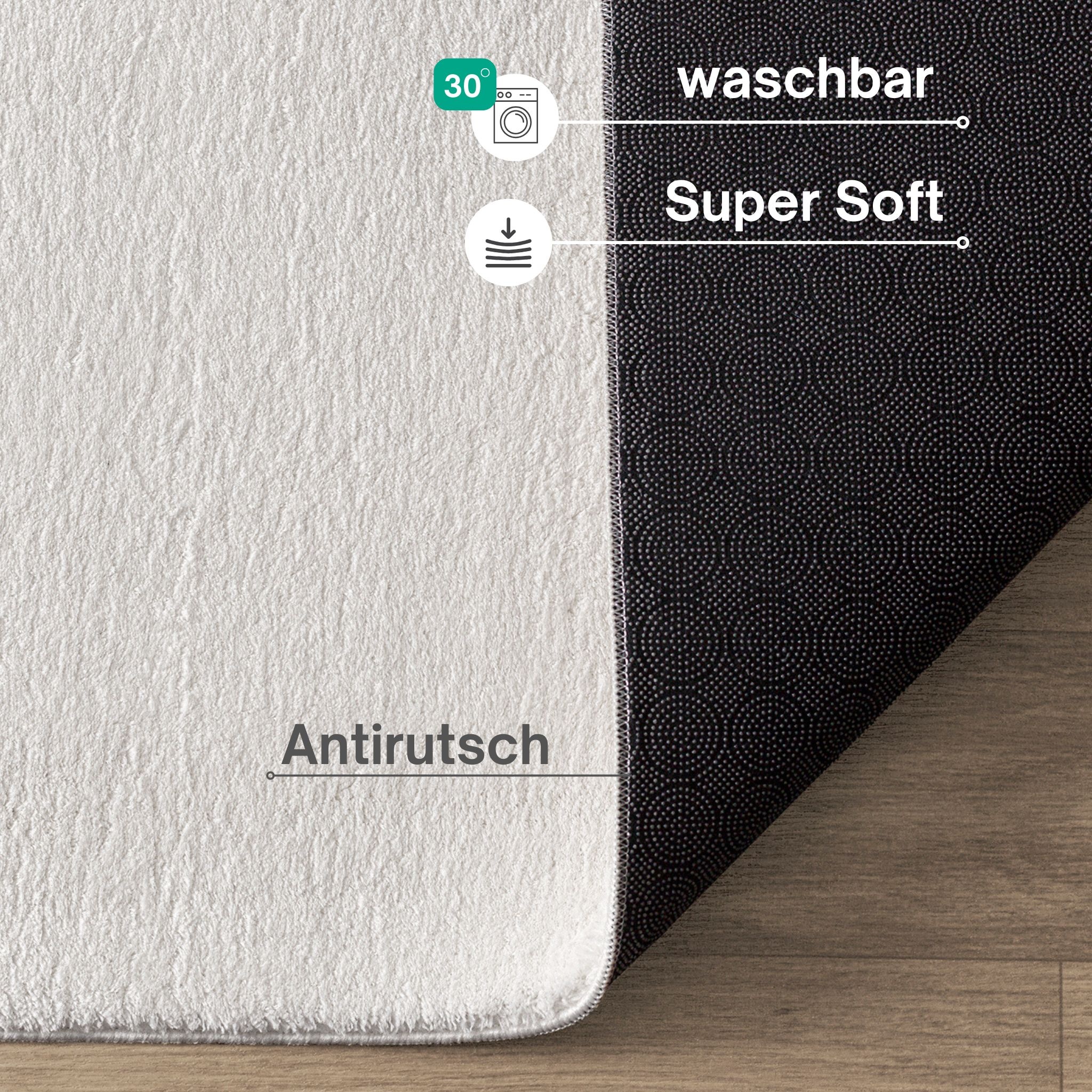 the carpet Tapis »kuschelig & Super Soft, Anti-Rutsch Unterseite,« Rond 16 mm Höhe lavable jusqu'à 30 degrés, aspect fourrure, tapis de salon, favori des clients