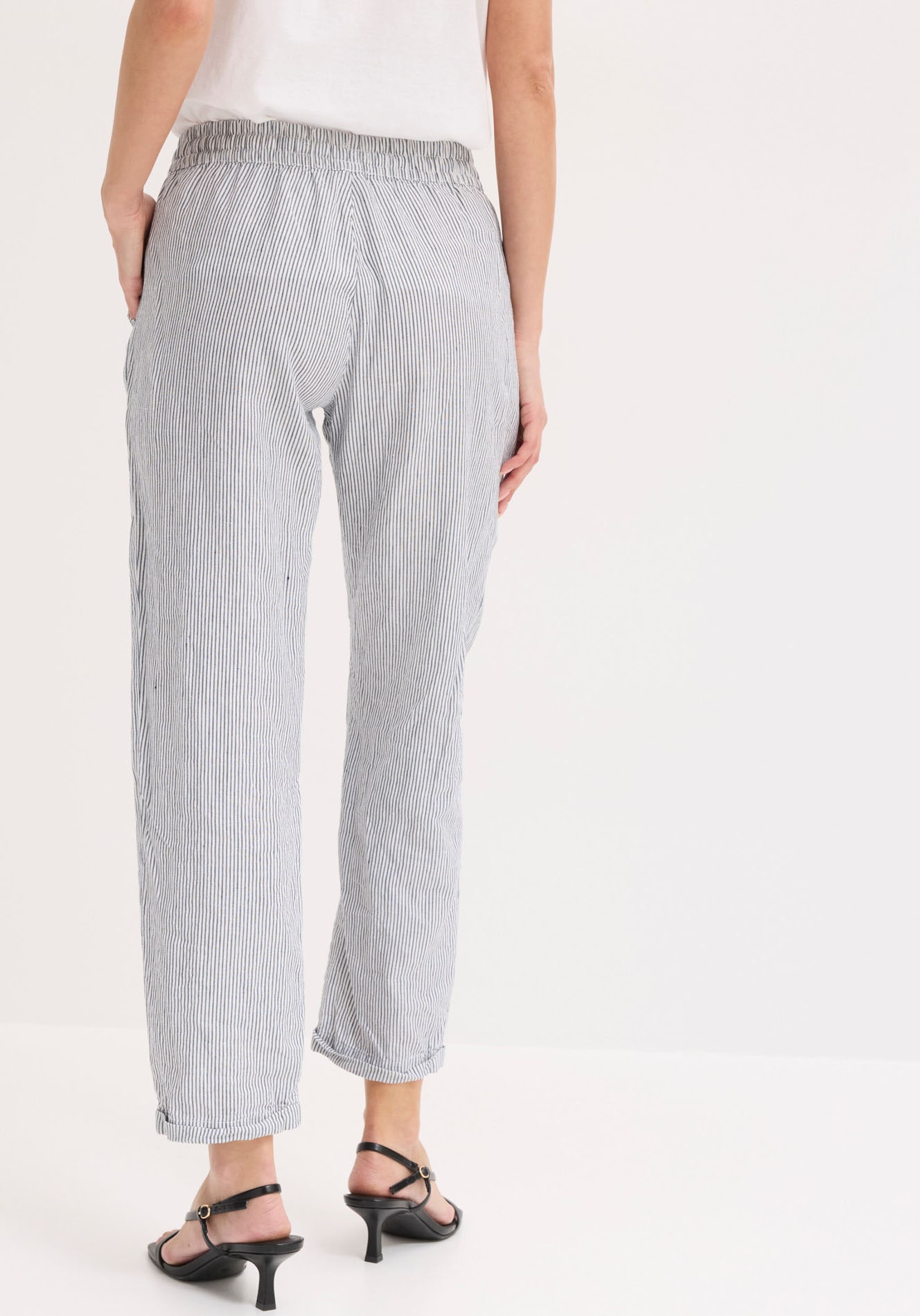 bonprix Pantalon en lin  aus Leinen und Lyocell, mit Elastik-Bündchen, Regular Fit