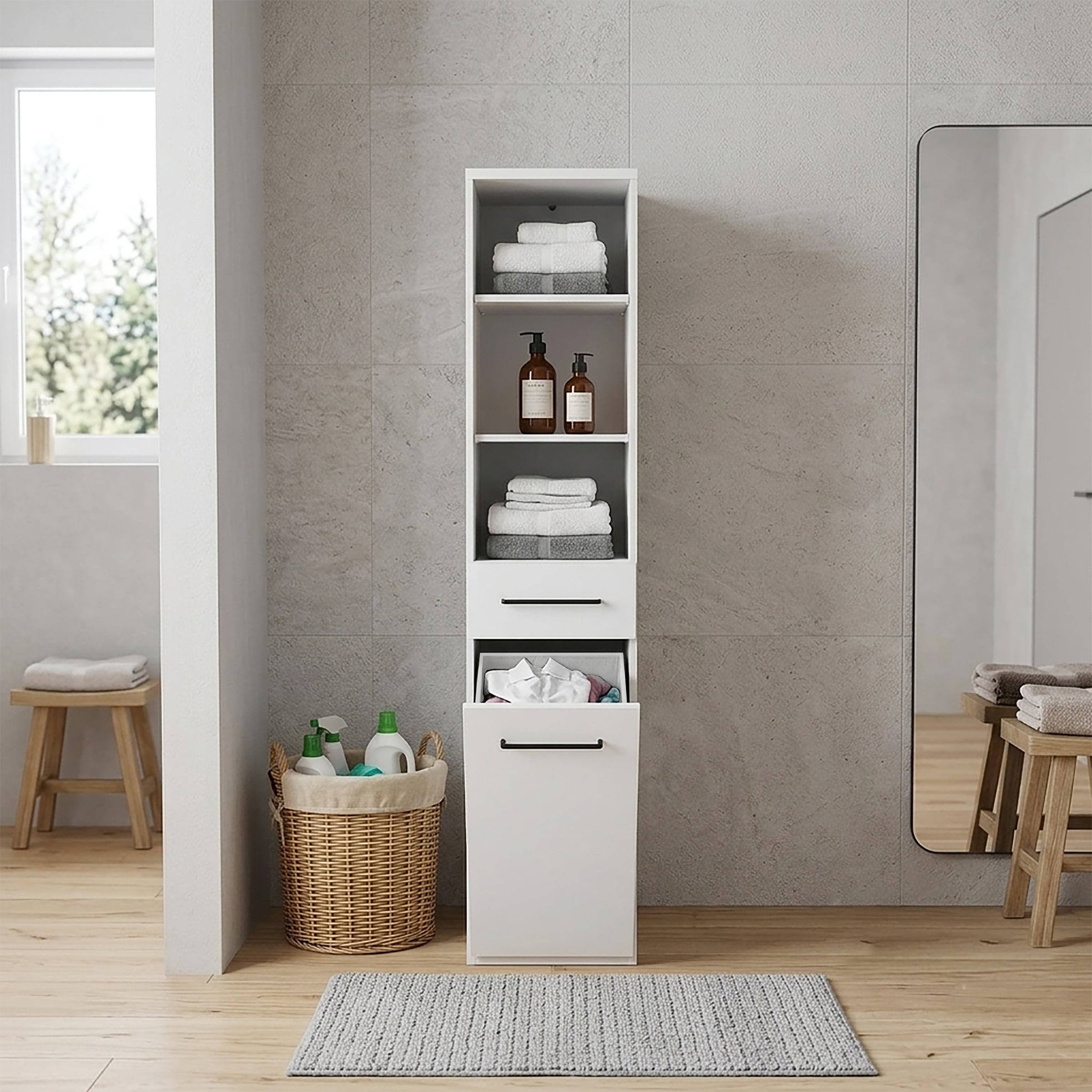 KOCHSTATION Wäscheschrank »KS-Linda« Breite 67 cm, 25mm starke Wände, ausziehbare Ablage