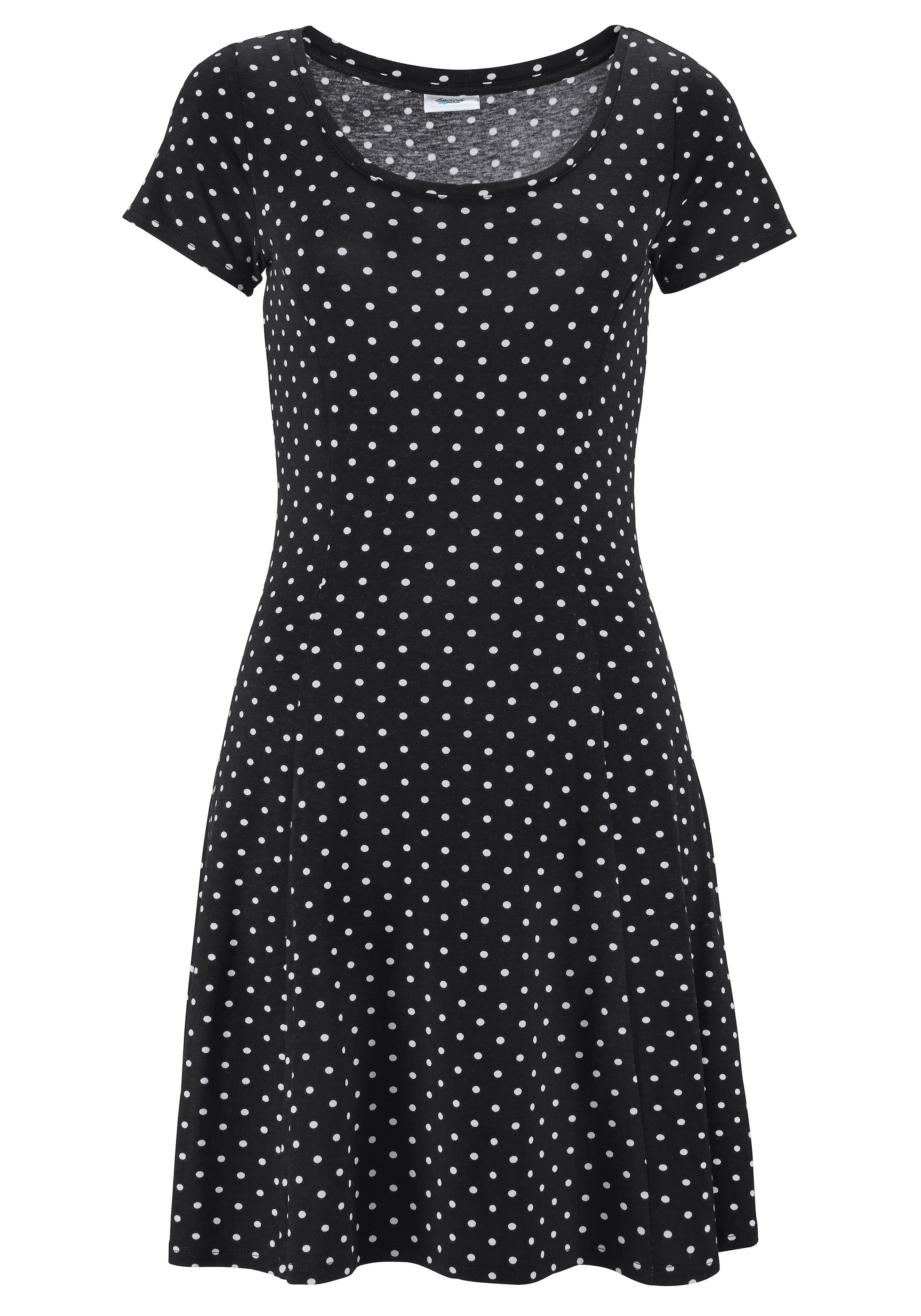 Beachtime by Lascana Sommerkleid "mit Pünktchenprint aus Jersey, T-Shirtkleid, Minikleid" Ohne Taschen Gepunktetes Strandkleid, tailliertes Druckkleid, Viskosekleid