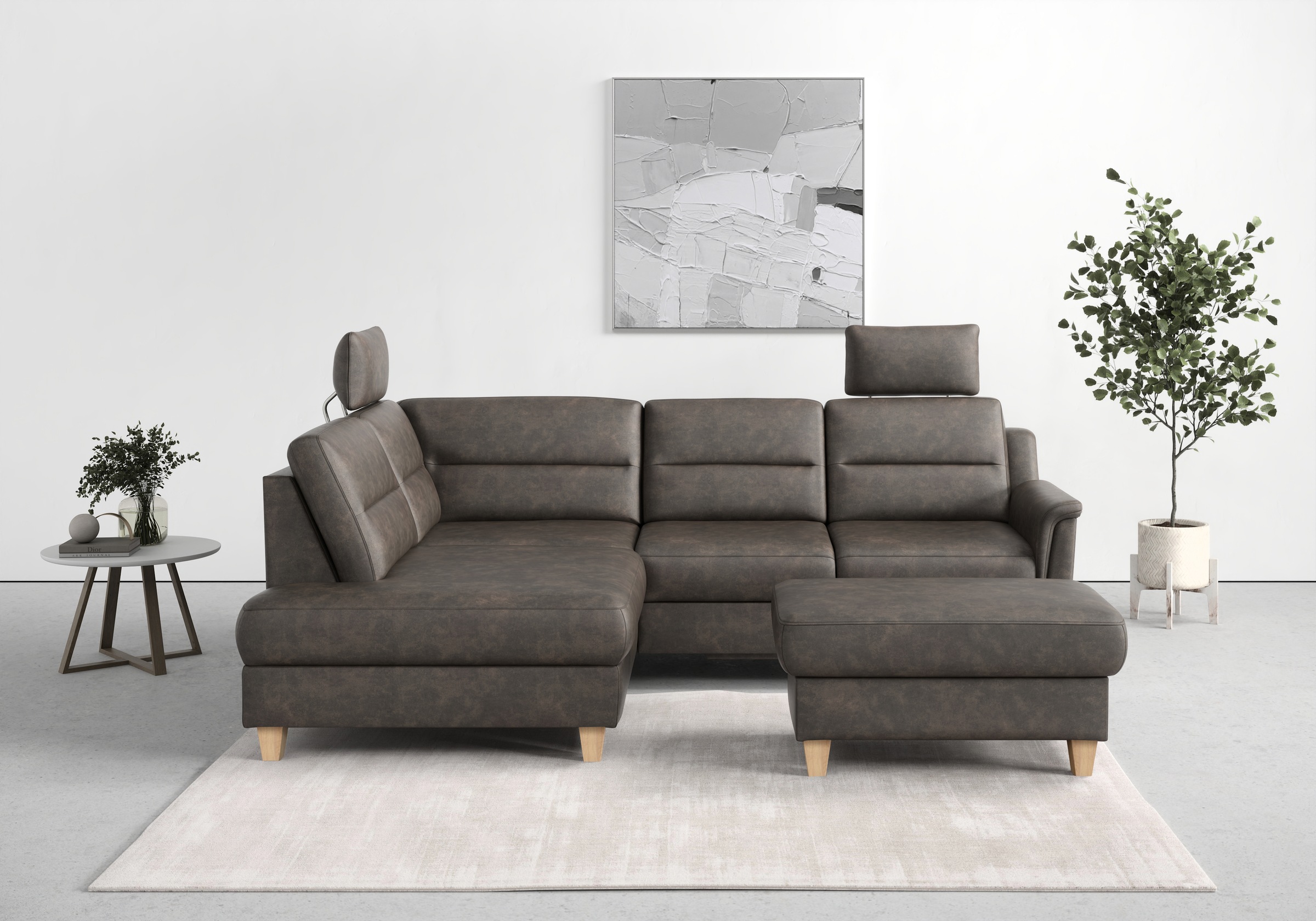 sit&more Ecksofa »Farö L-Form« inklusive Federkern, wahlweise mit Bettfunktion und Bettkasten