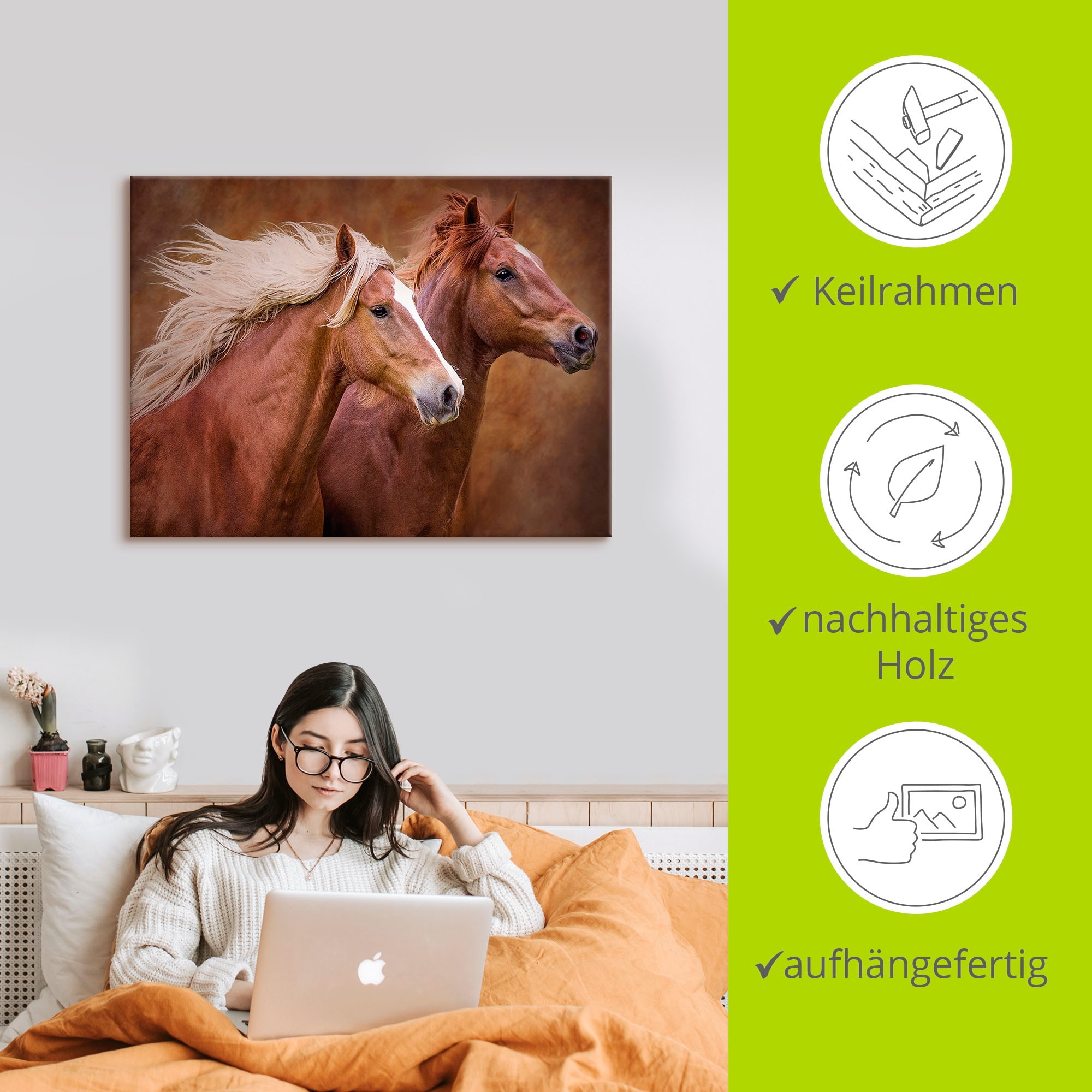 Artland Tableau sur toile »Reinrassige Pferde I« 1 cuis tlg. auf Holzrahmen gespannt