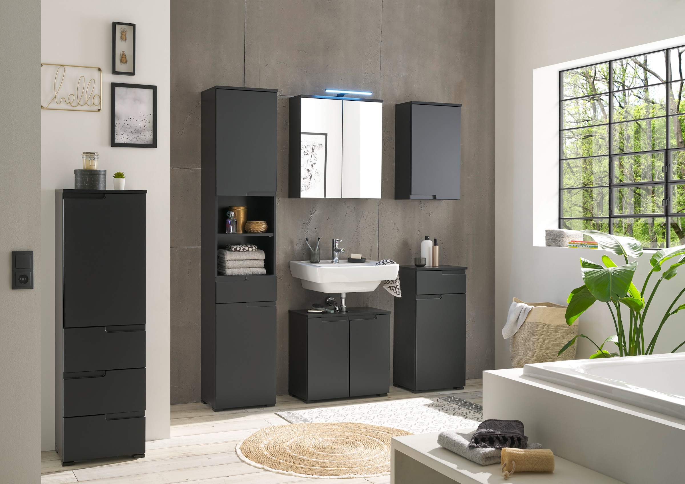 BASIC by Balculina Armoire haute »Spice, Badezimmerschrank BxTxH 40x191x32 cm« 1 cuis tlg. largeur 40 cm, poignées creuses