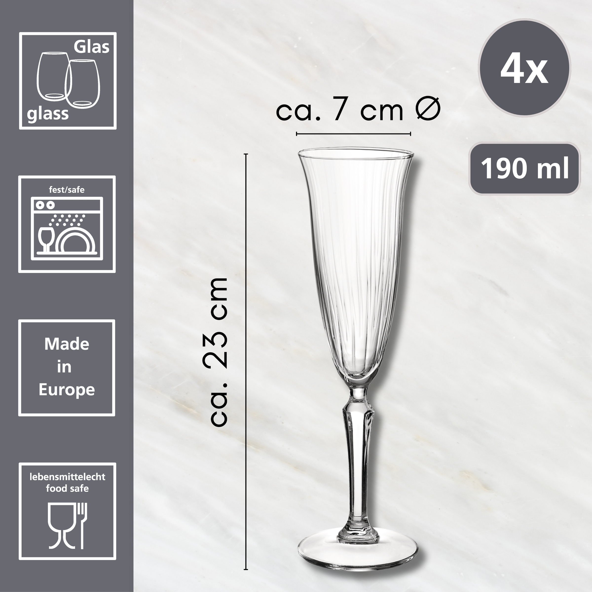 Ritzenhoff & Breker Sektglas »Perpetuo« 4er Set, je 210 ml