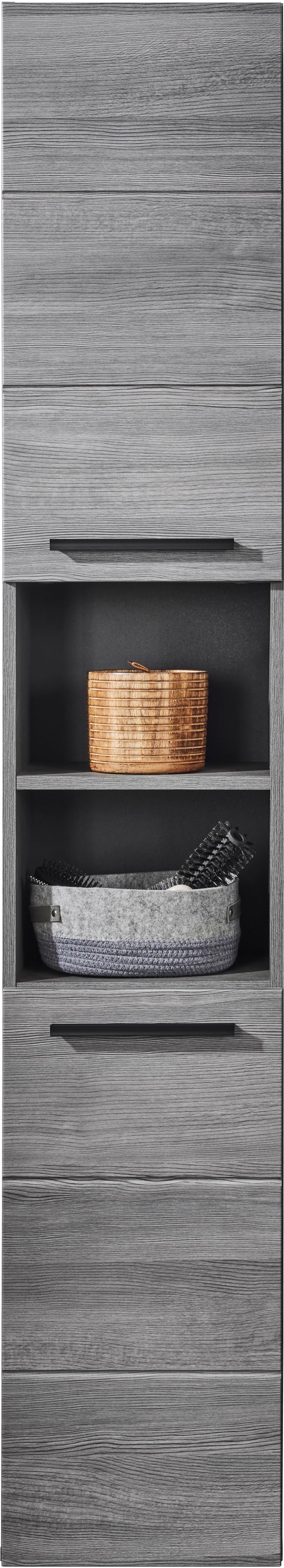 BASIC by Balculina Armoire haute »Silver,Badezimmerschrank BxHxT 34x190x30« 1 cuis tlg. largeur 34 cm, porte montable à gauche/droite, FSC-Mix 70%