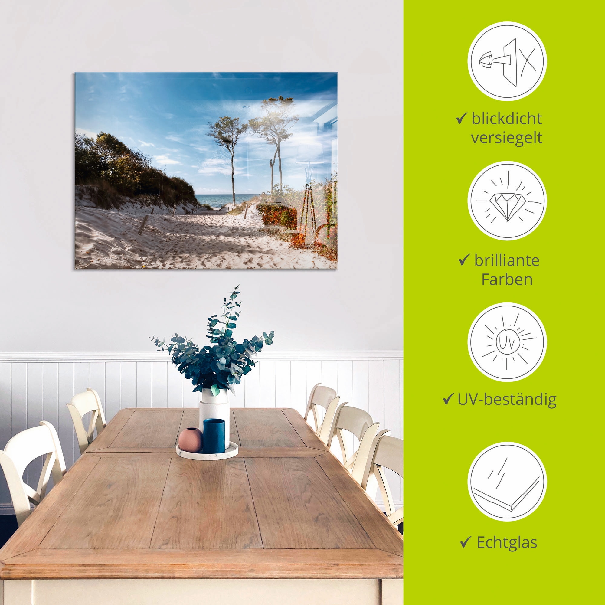 Artland Tableau en verre »Weststrand Darss« 1 cuis tlg. in verschiedenen Grössen