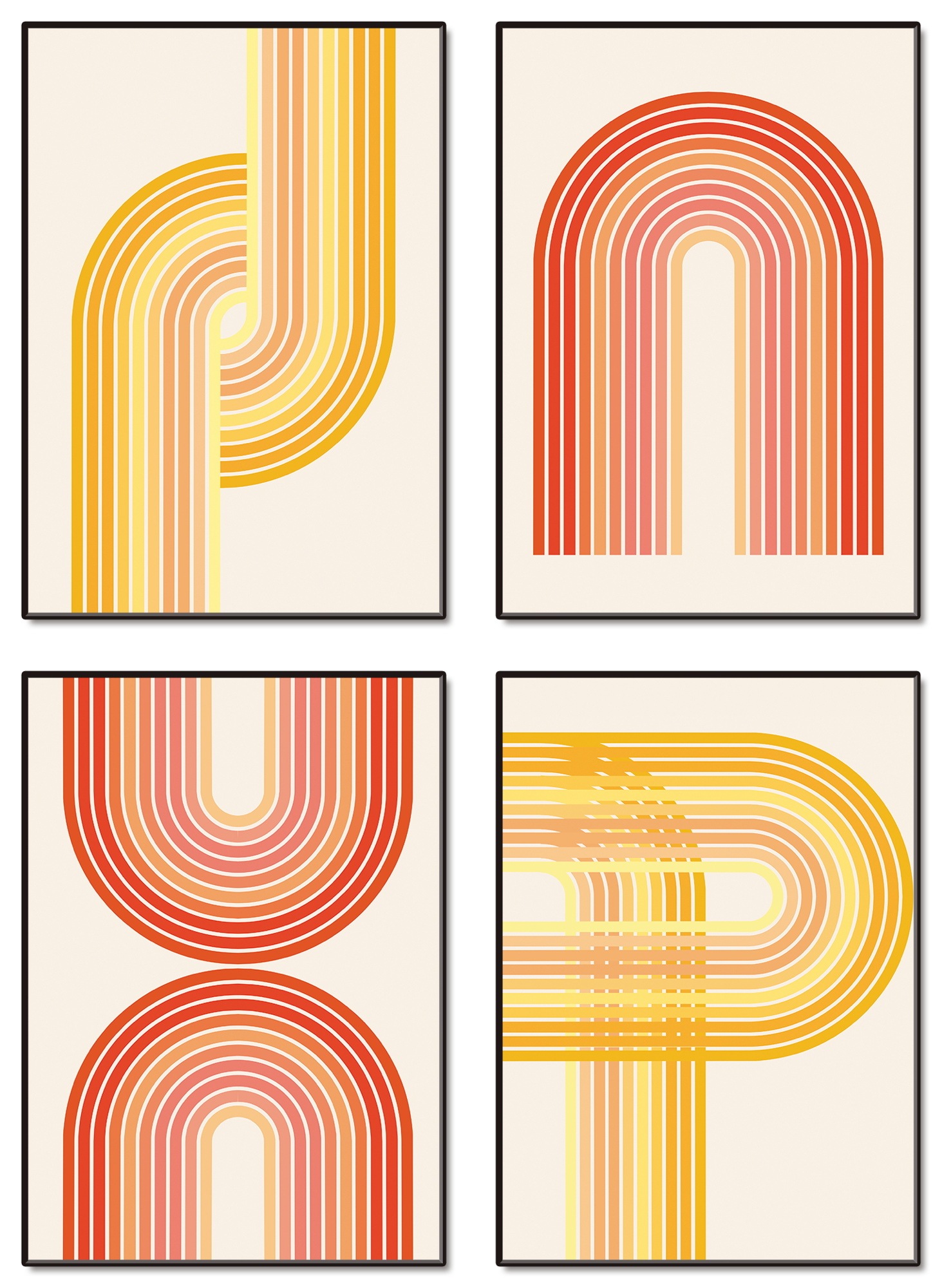 Image of GOODproduct Wandbild "Retro I bis IV" Abstrakt 4 Stk. tlg. als Poster oder Leinwandbilder Set