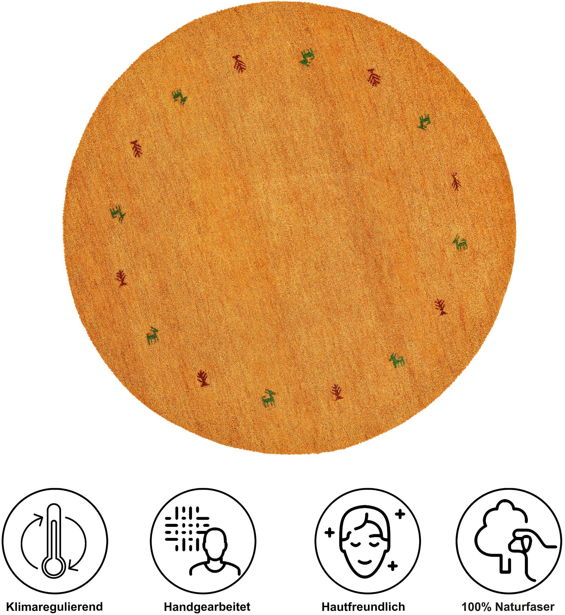 THEKO Wollteppich »Gabbeh Motiv, Handweb Teppich, Tiermotiv,  reine Wolle, handgewebt« rund 14 mm Höhe reine Wolle, handgewebt, Wohnzimmer, Schlafzimmer, Esszimmer