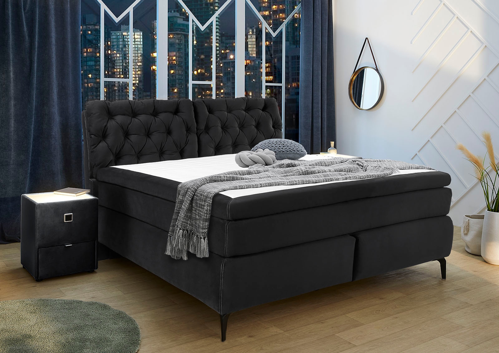 Jockenhöfer Gruppe Lit boxspring »Chelsea« avec surmatelas en mousse froide