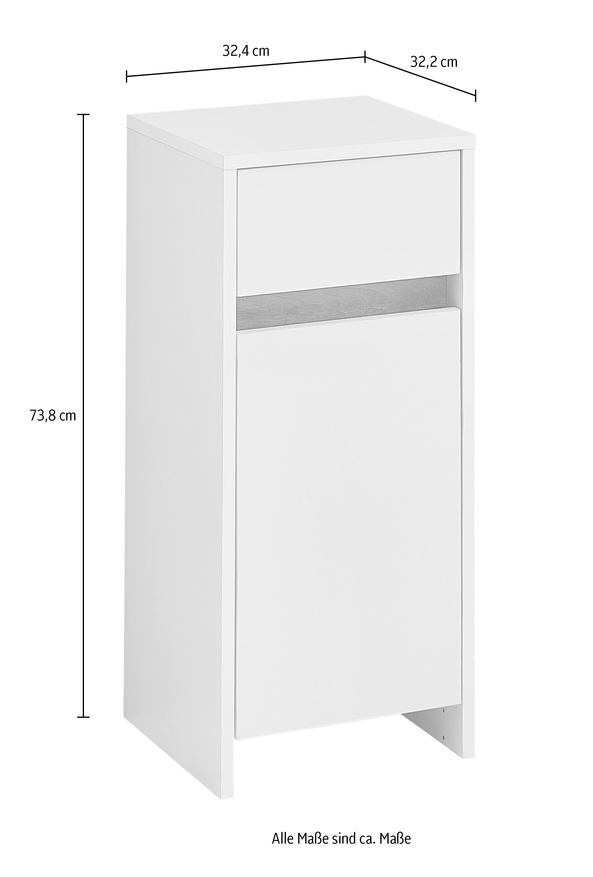 Saphir Armoire basse »Quickset 100, Badschrank 32,4 cm, 1 Tür und 1 Schublade« Armoire de salle de bain, 1 tablette, hauteur 73,8 cm, avec joint d'accentuation