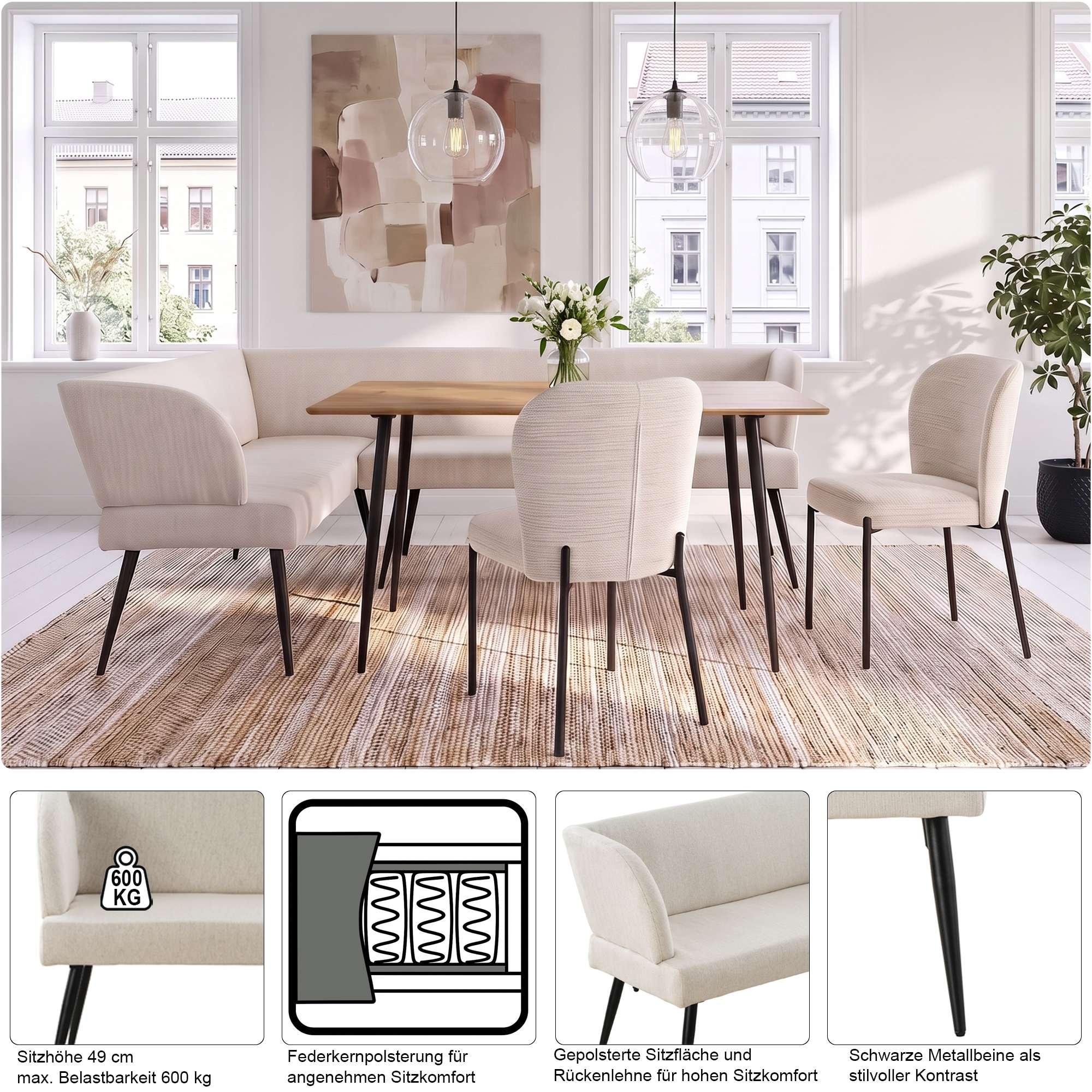 GOODproduct Eckbank »Lena« Sitz mit Federkern, pflegeleichtem Webstoff Bezug, Breite 192 cm