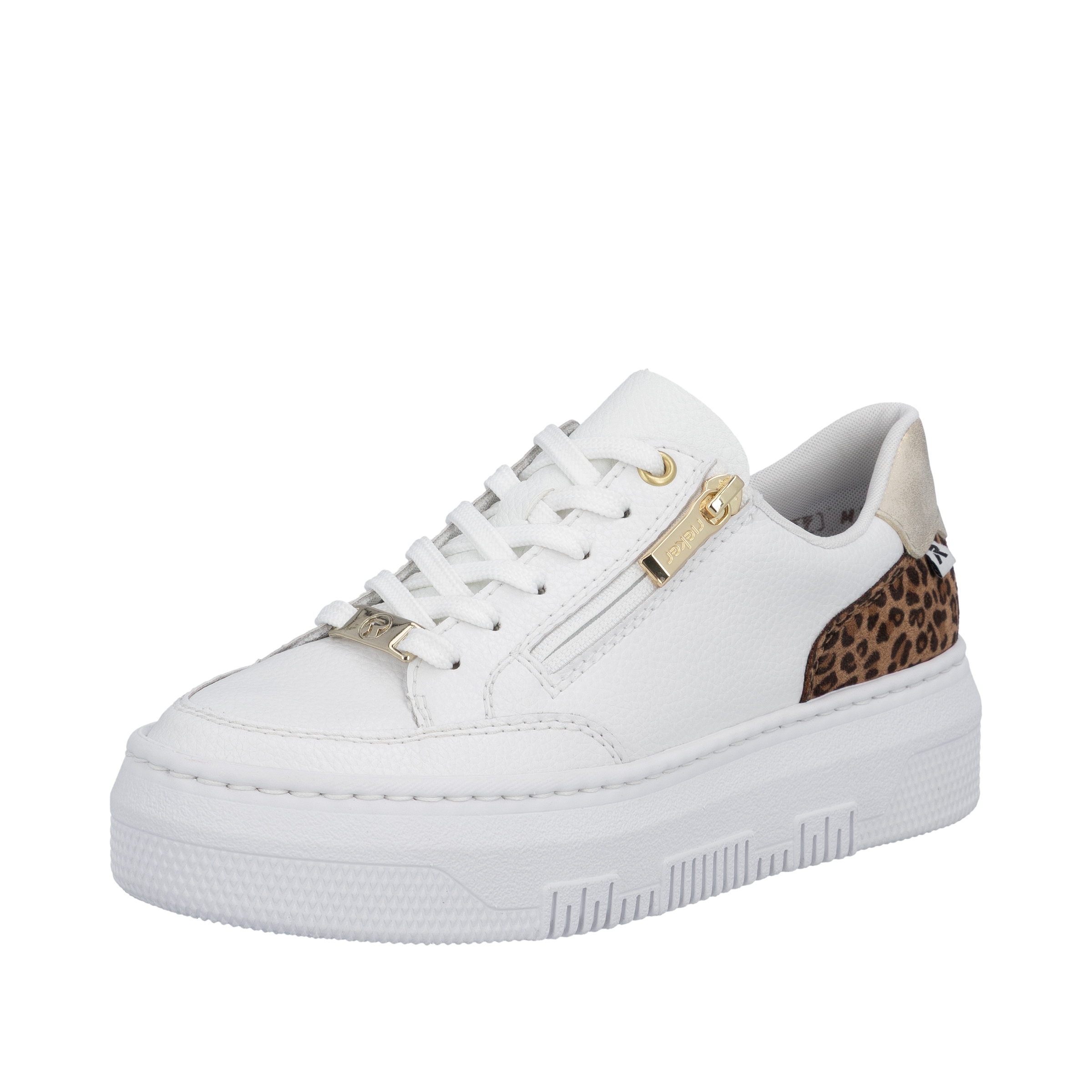 Image of Rieker Plateausneaker Schnürschuh, Freizeitsneaker, Halbschuh mit Leo-Einsatz an der Ferse