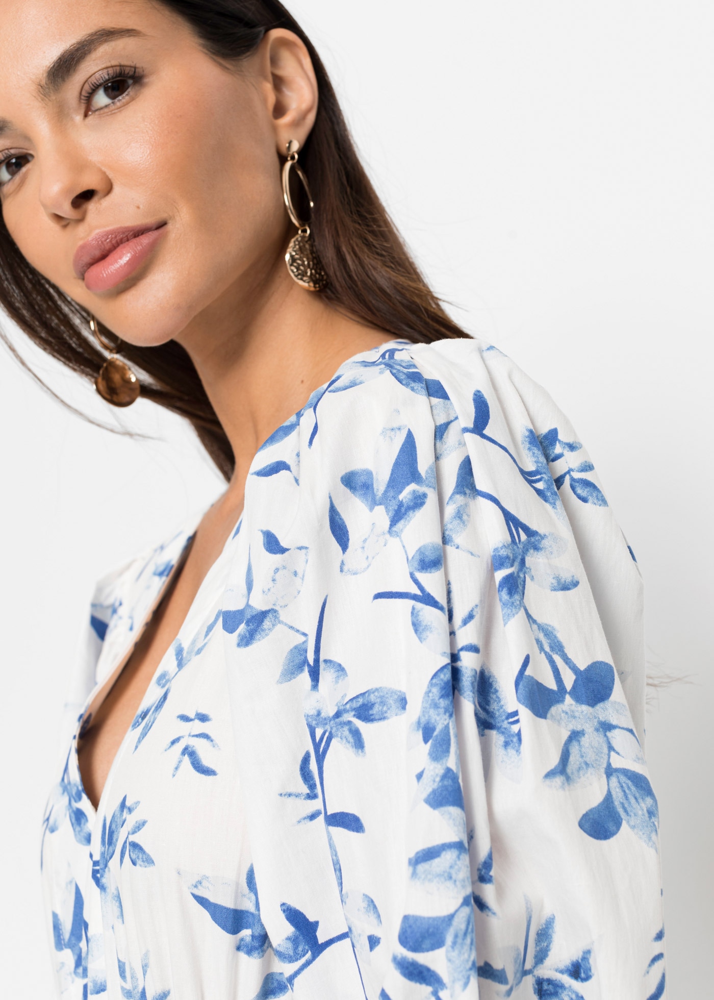 bonprix Mini-robe für eleganten Look, aus Baumwolle, A-Linie Passform, Kurzarm-Design