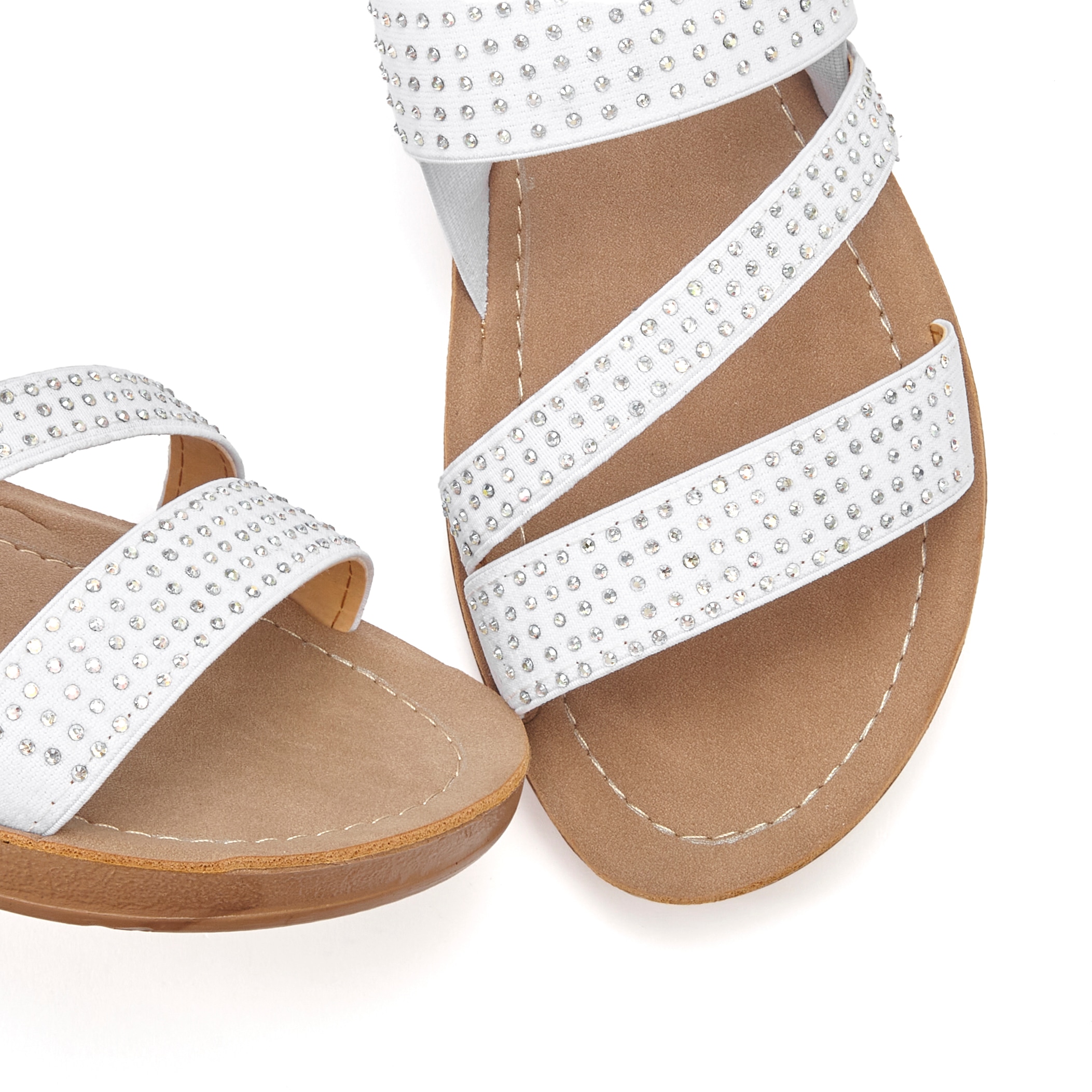 Vivance Sandale »Mule, Sandale, offener Schuh, Pantolette, Sommerschuh«, mit elastischen Riemchen und Glitzersteinchen