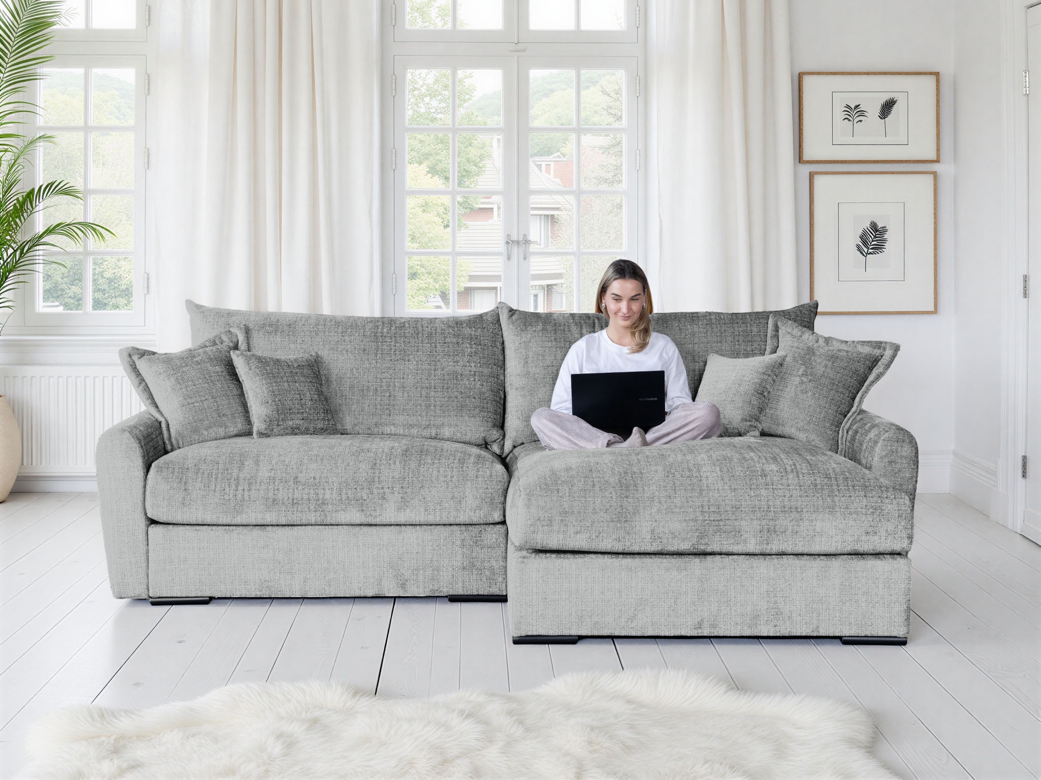 Image of Home affaire Ecksofa "Finca XXL L-Form, B: 247 cm" 4 Zierkissen, Mega-Sofa, in Cord oder Chenille-Struktur, Federkern