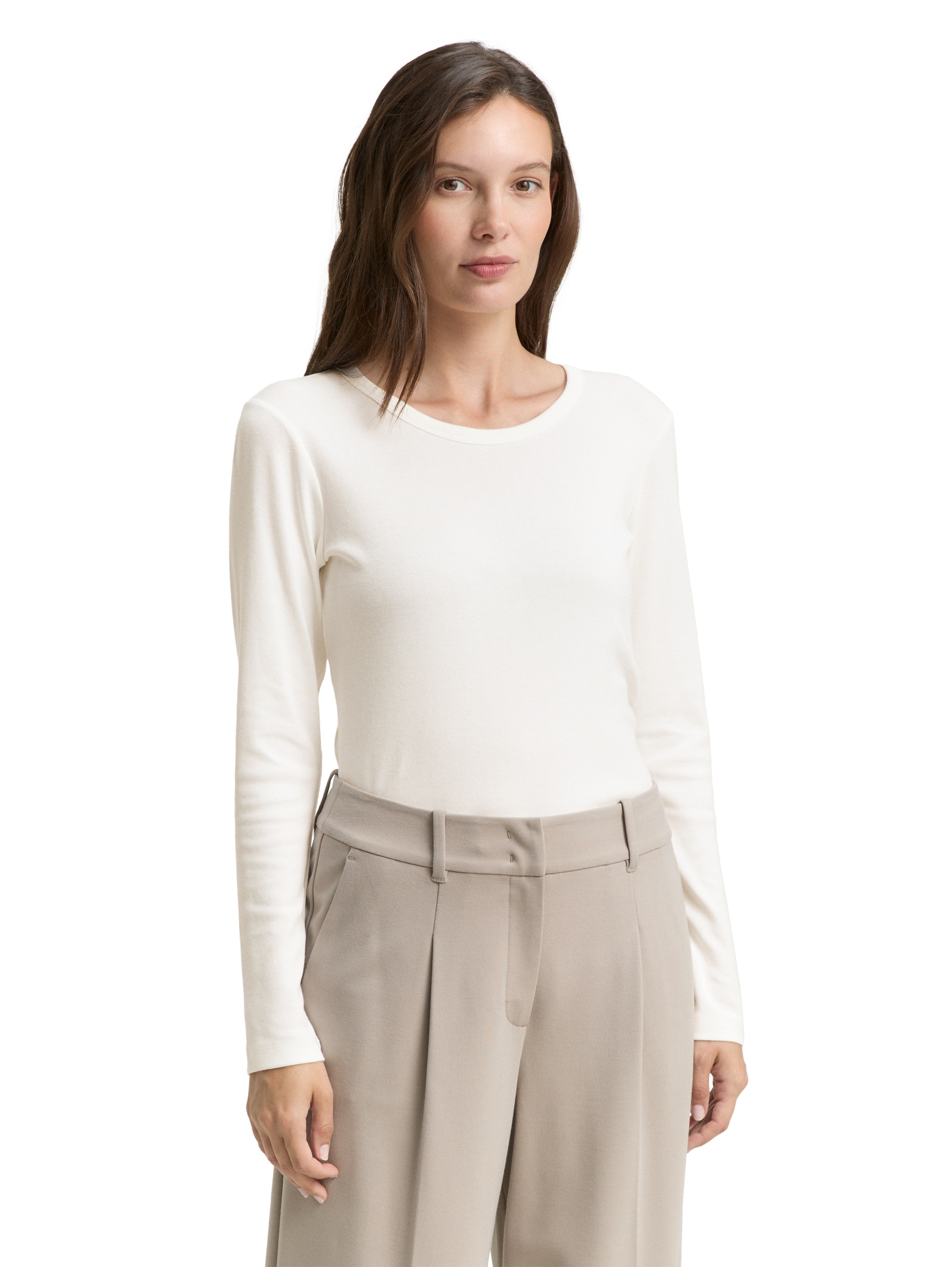 Image of TOM TAILOR Langarmshirt "Regular" mit Rundhalsausschnitt und Stretch