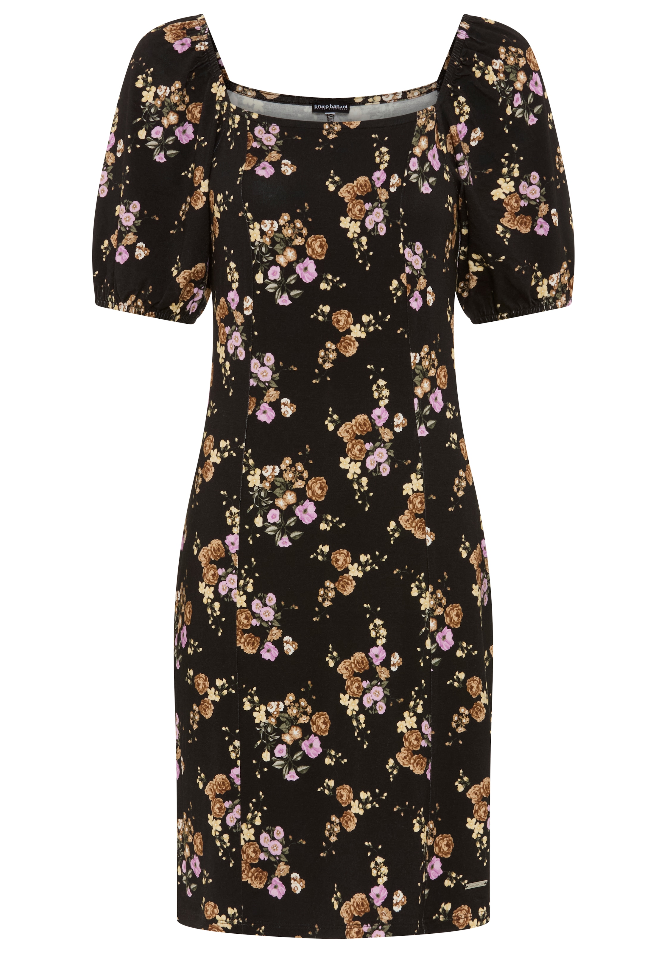 Bruno Banani Sommerkleid mit geblümter Optik, aus Jersey, elastische Viskosemischung