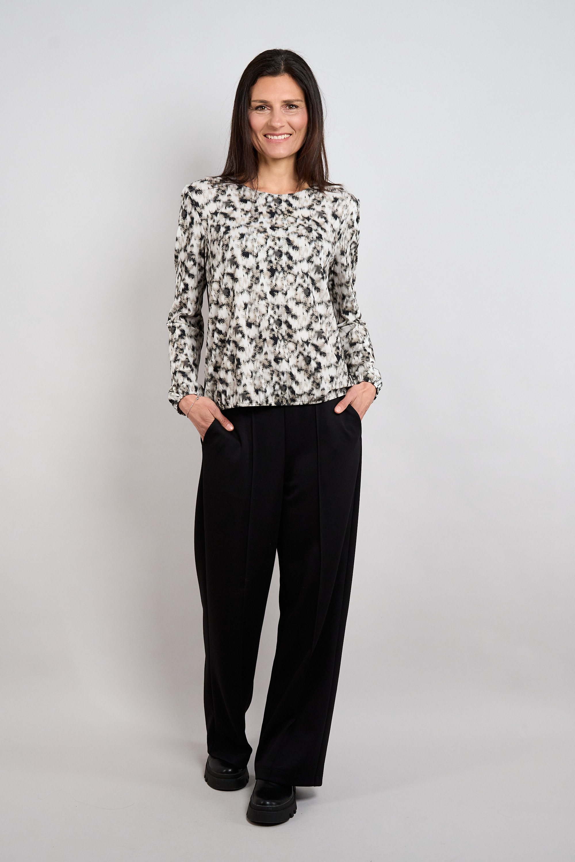 Seidel Moden Langarmshirt Langarmshirt mit grafischem Muster - Viskose/Stretch - MADE IN GERMANY